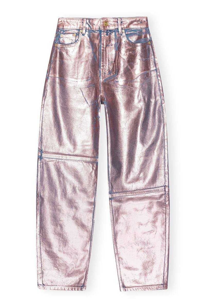 Lilac Foil Stary-jeans, Cotton, in colour Lilac Sachet - 1 - GANNI