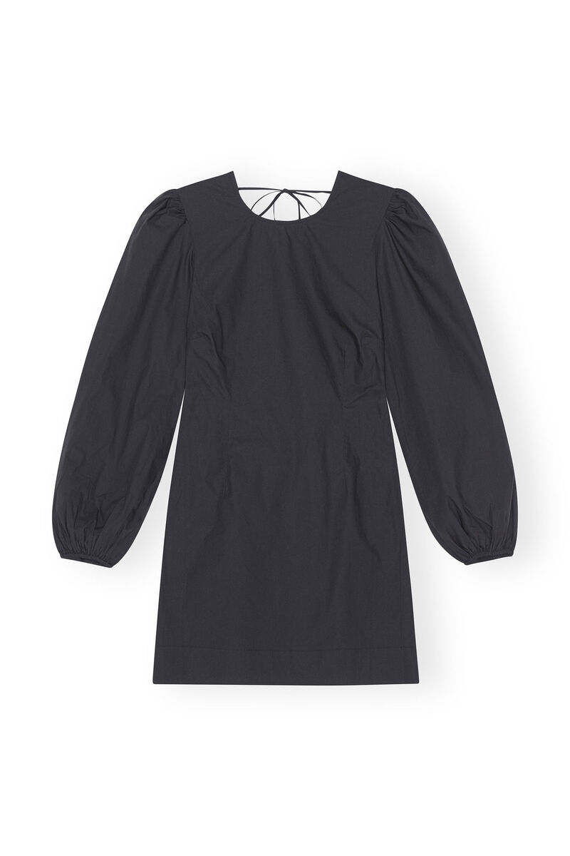 Cotton Poplin Open Back Mini Dress, Cotton, in colour Black - 1 - GANNI