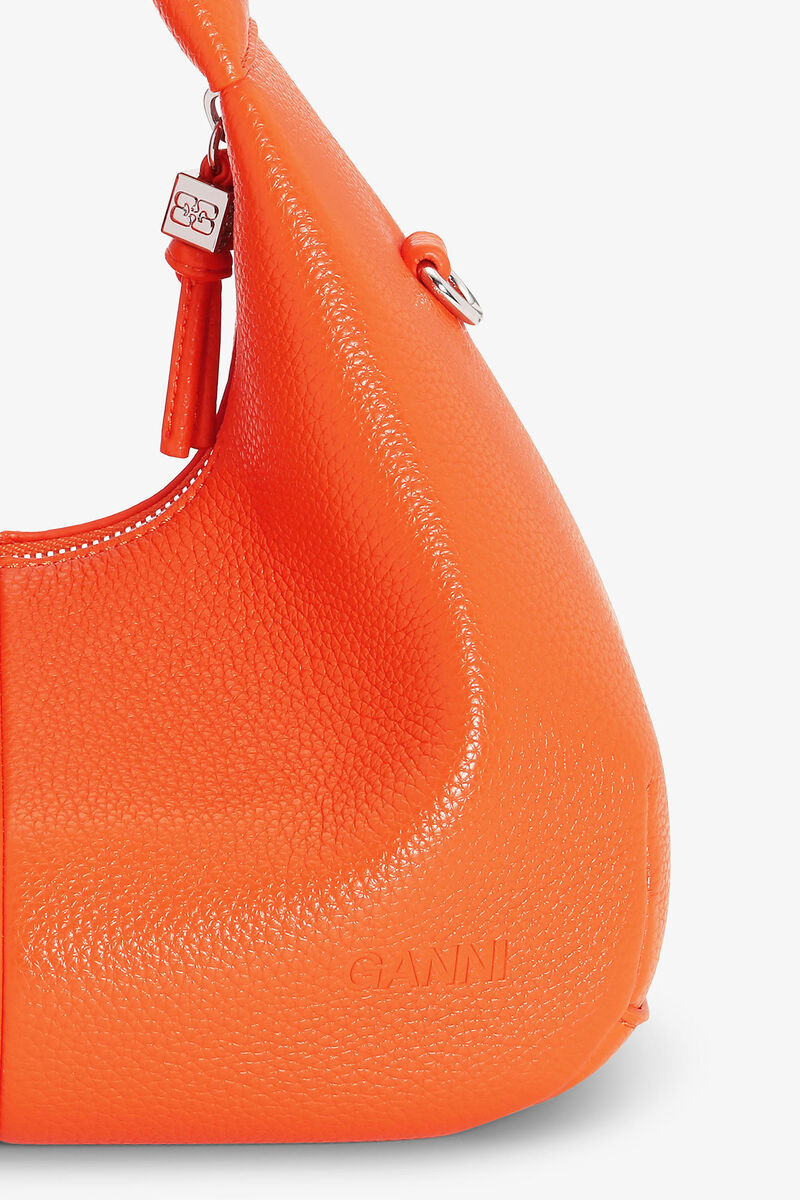 Orange Mini Hobo Bag, Polyurethane, in colour Russet Orange - 6 - GANNI