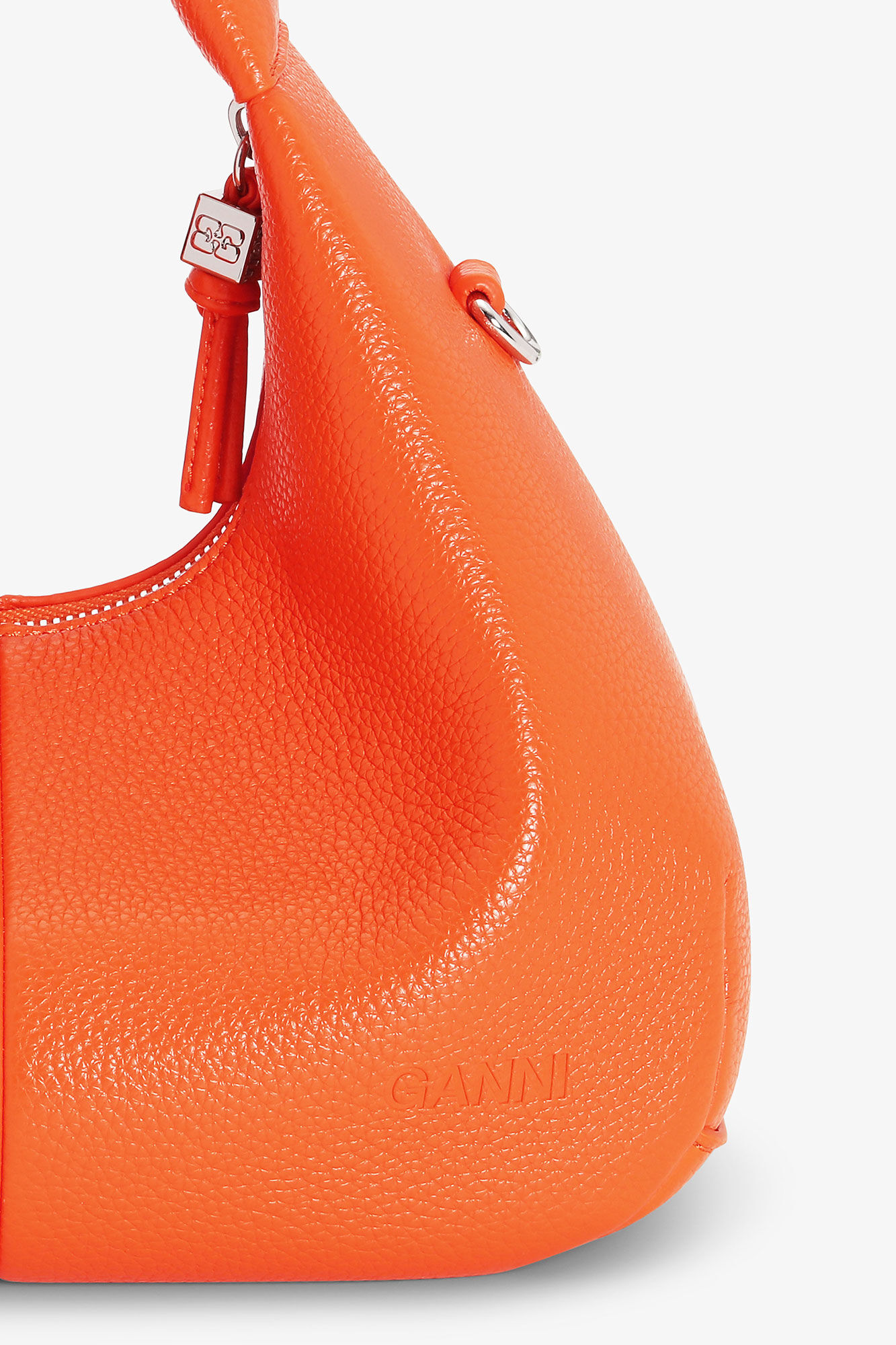 Orange Mini Hobo Bag, Polyurethane, in colour Russet Orange - 6 - GANNI