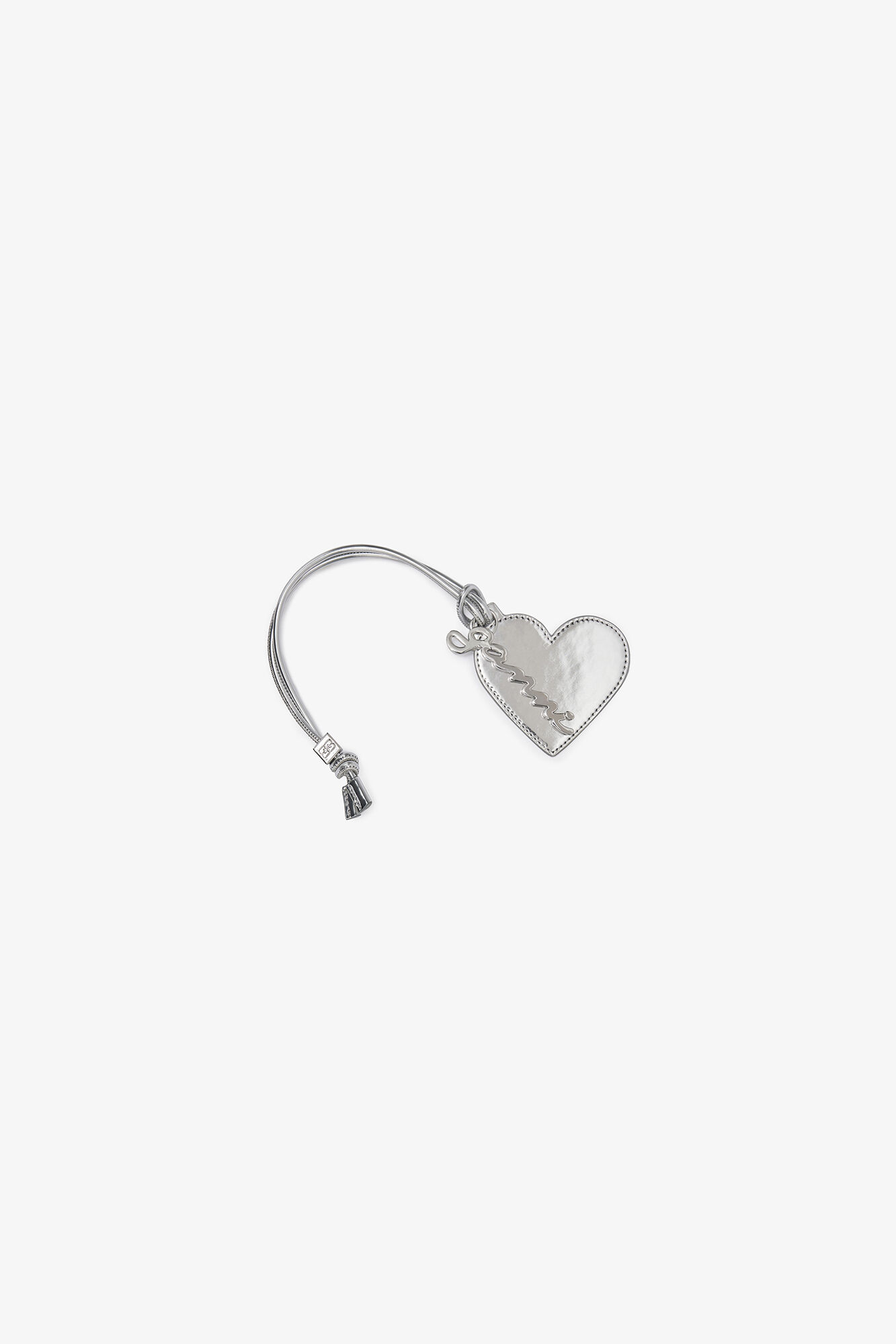 Silver Bou Heart Mirror, Recycled Leather, in colour Silver - 1 - GANNI