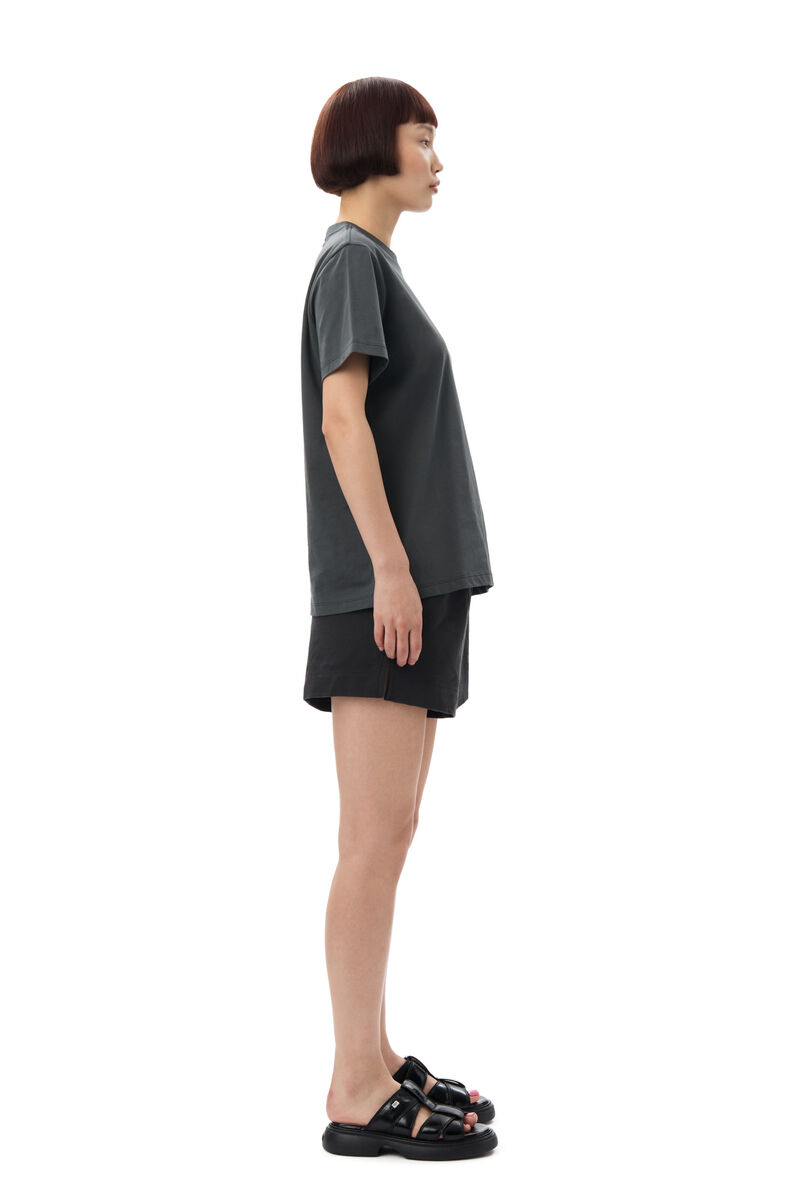 Relaxed Ganni T-shirt, Cotton, in colour Volcanic Ash - 3 - GANNI
