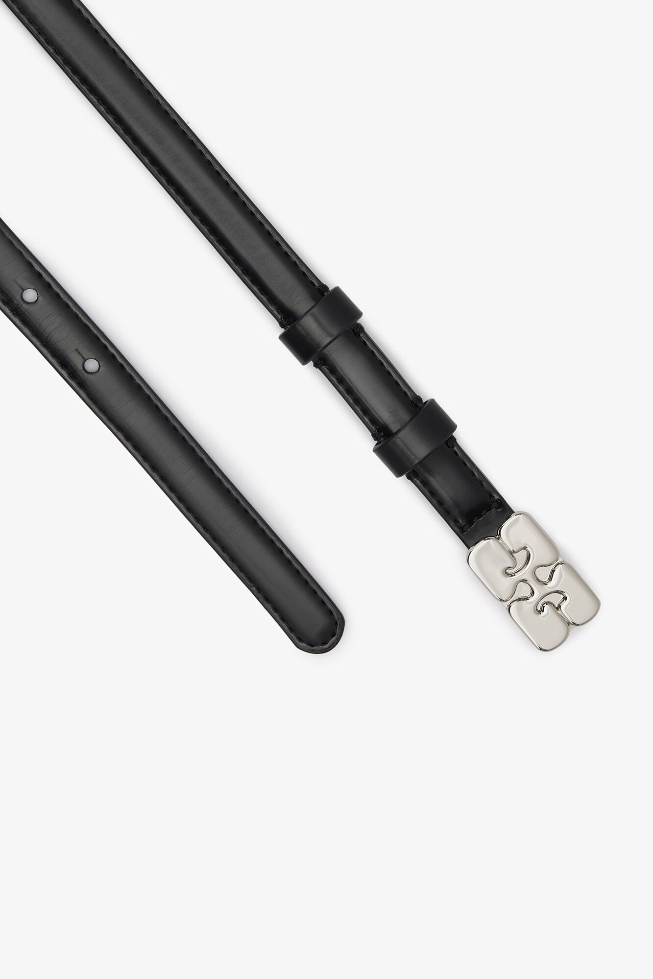 Kat Belt Small in Black Patent, Polyurethane, in colour Black - 1 - GANNI