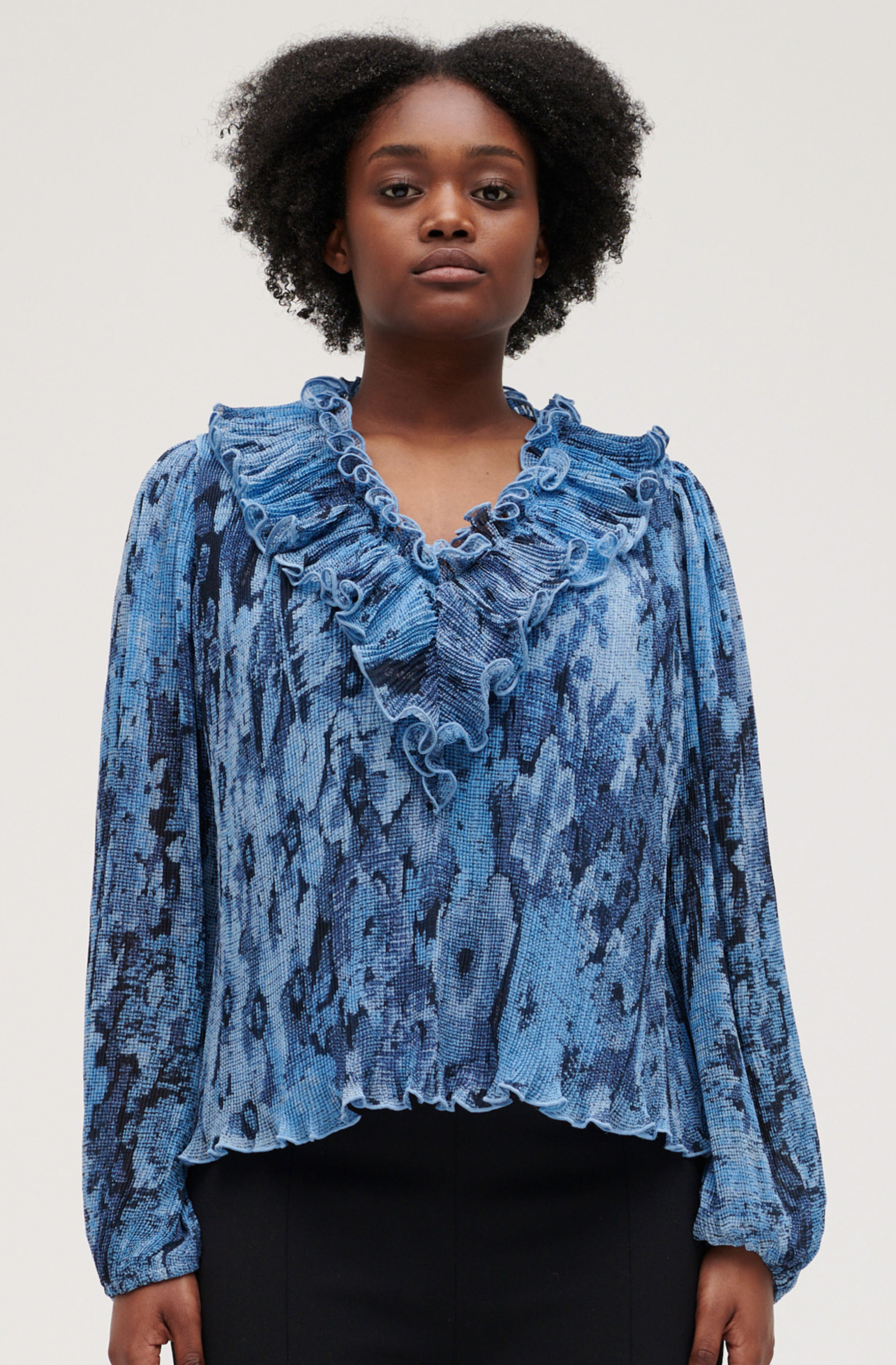 Ganni pleated georgette blouse Clearance