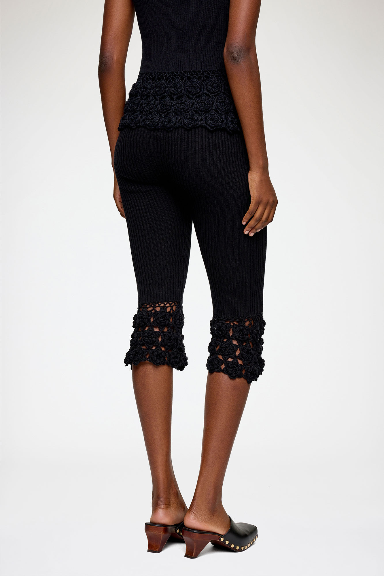 Trousers in Cotton Crochet, Organic Cotton, in colour Black - 3 - GANNI