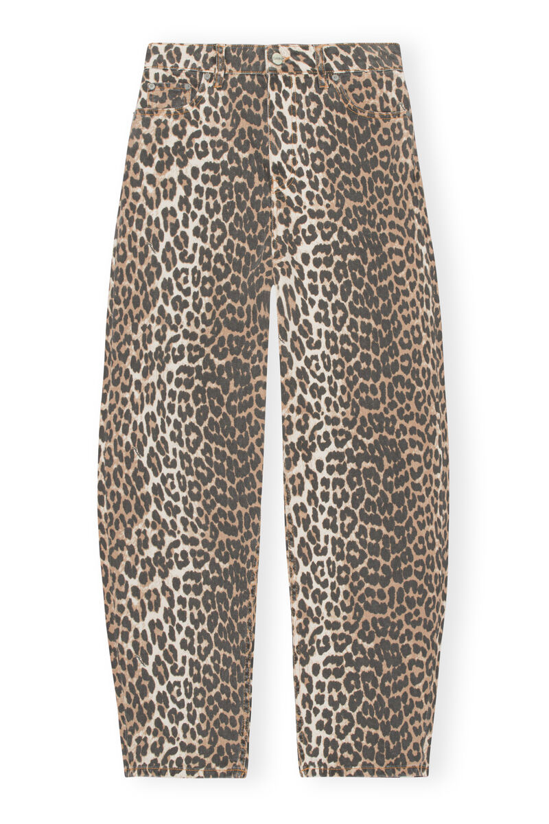 Leopard Denim Stary Jeans, Cotton, in colour Leopard - 1 - GANNI