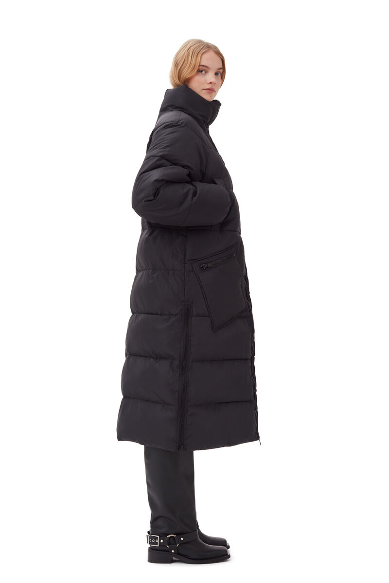 Oversized Tech Puffer Coat, Recycled Polyester, in colour Phantom - 3 - GANNI