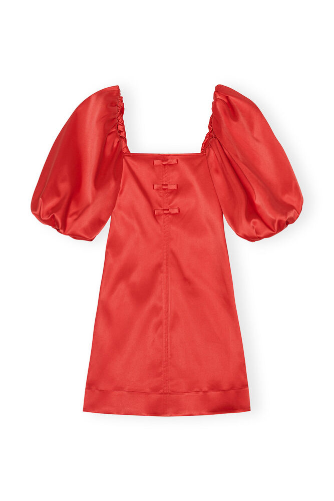 Red Satin Mini Dress, Racing Red