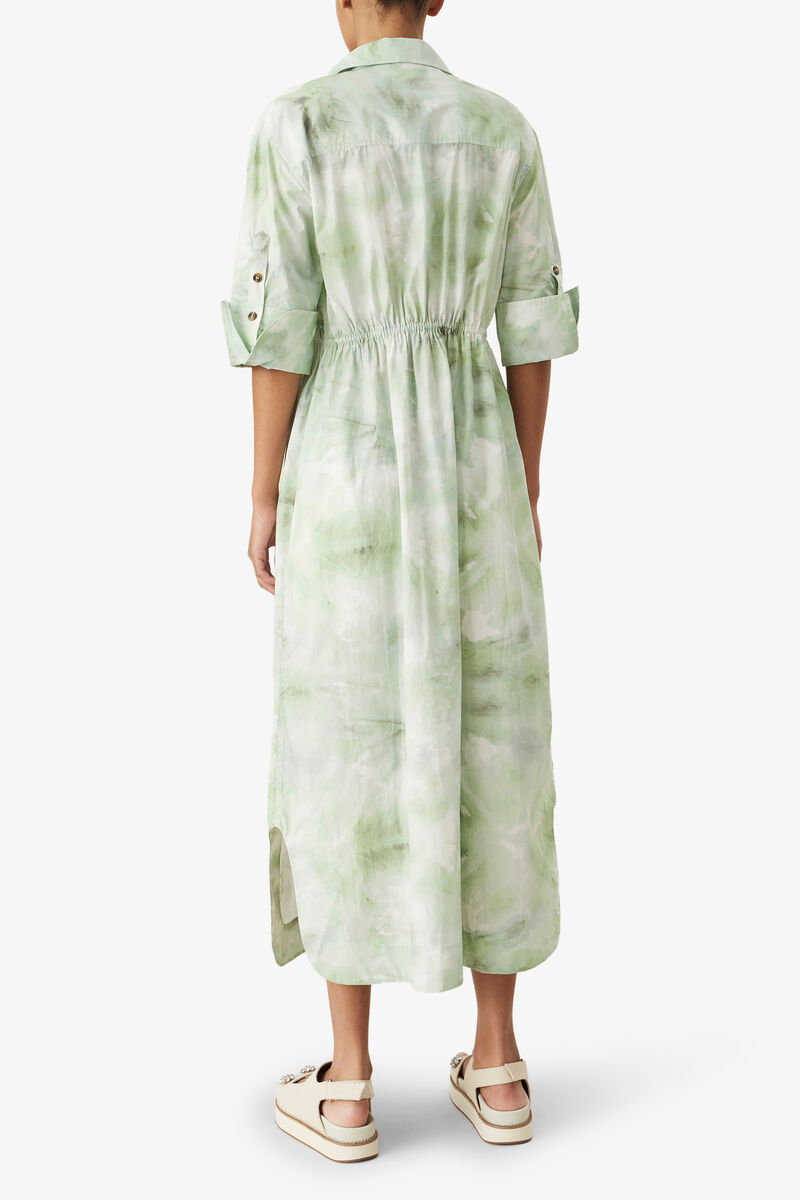 Printed Cotton Poplin Shirt Dress, Cotton, in colour Kelly Green - 2 - GANNI