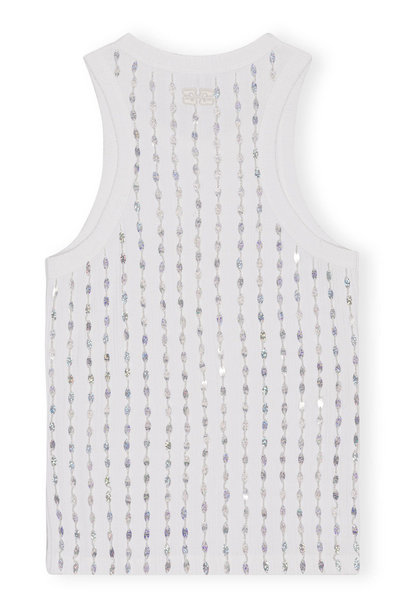 Beaded Rib Jersey Top, Elastane, in colour Bright White - 2 - GANNI
