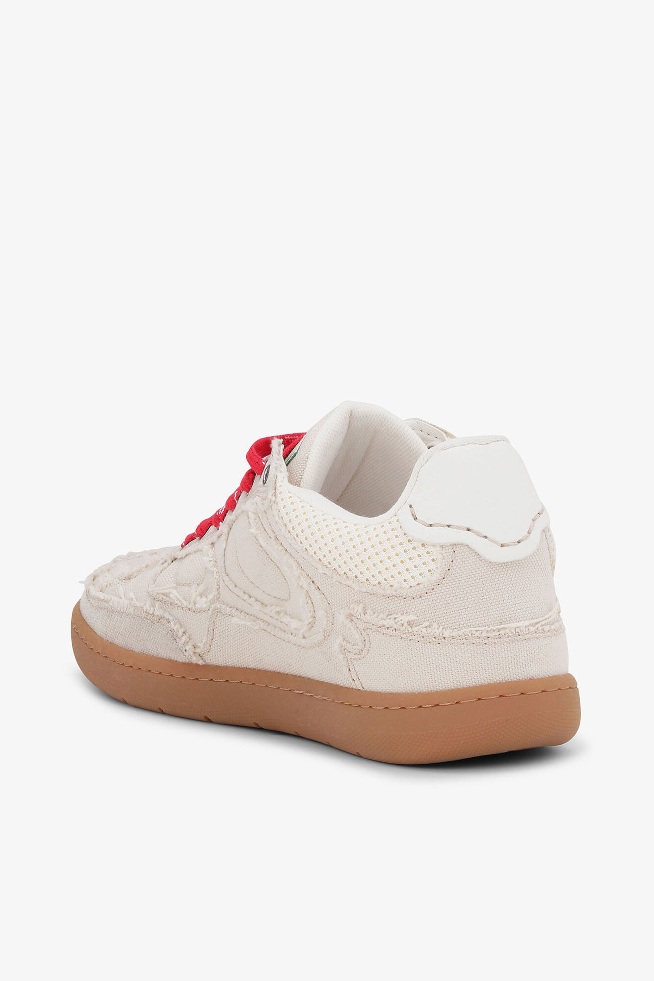 08 Canvas Raw Edge Sneakers, Recycled Polyester, in colour Parchement - 3 - GANNI