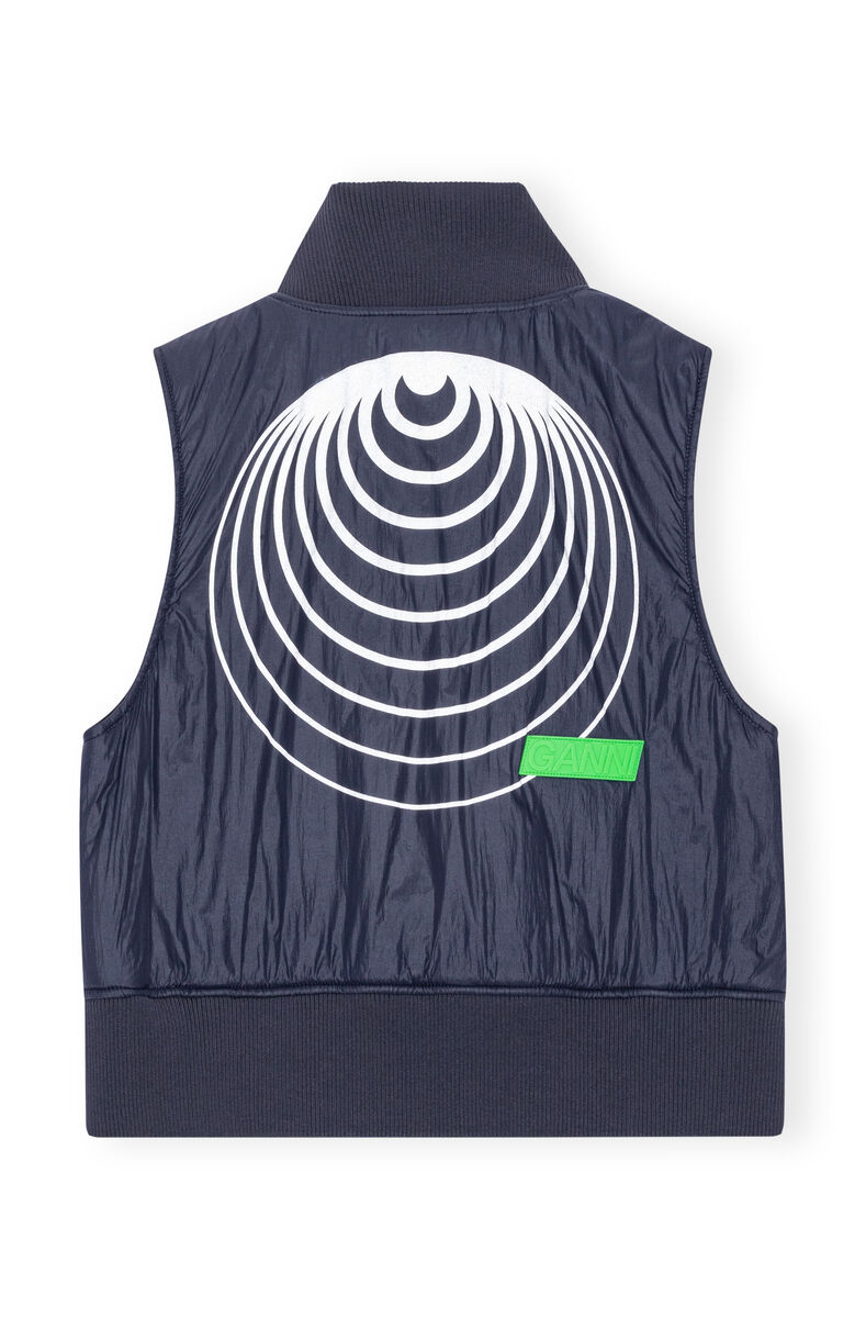 Light Padded Vest, Nylon, in colour Sky Captain - 2 - GANNI