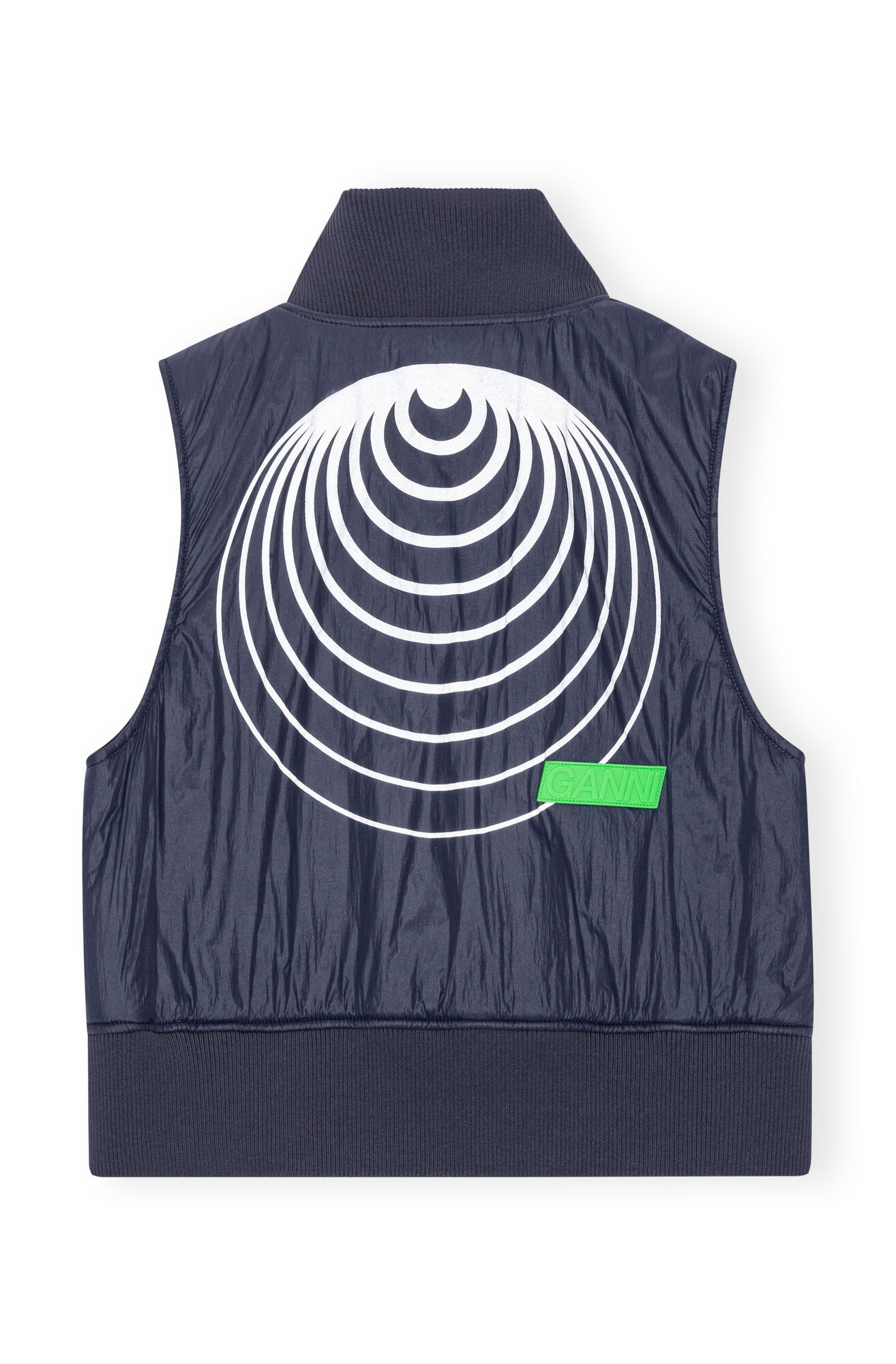 Light Padded Vest, Nylon, in colour Sky Captain - 2 - GANNI