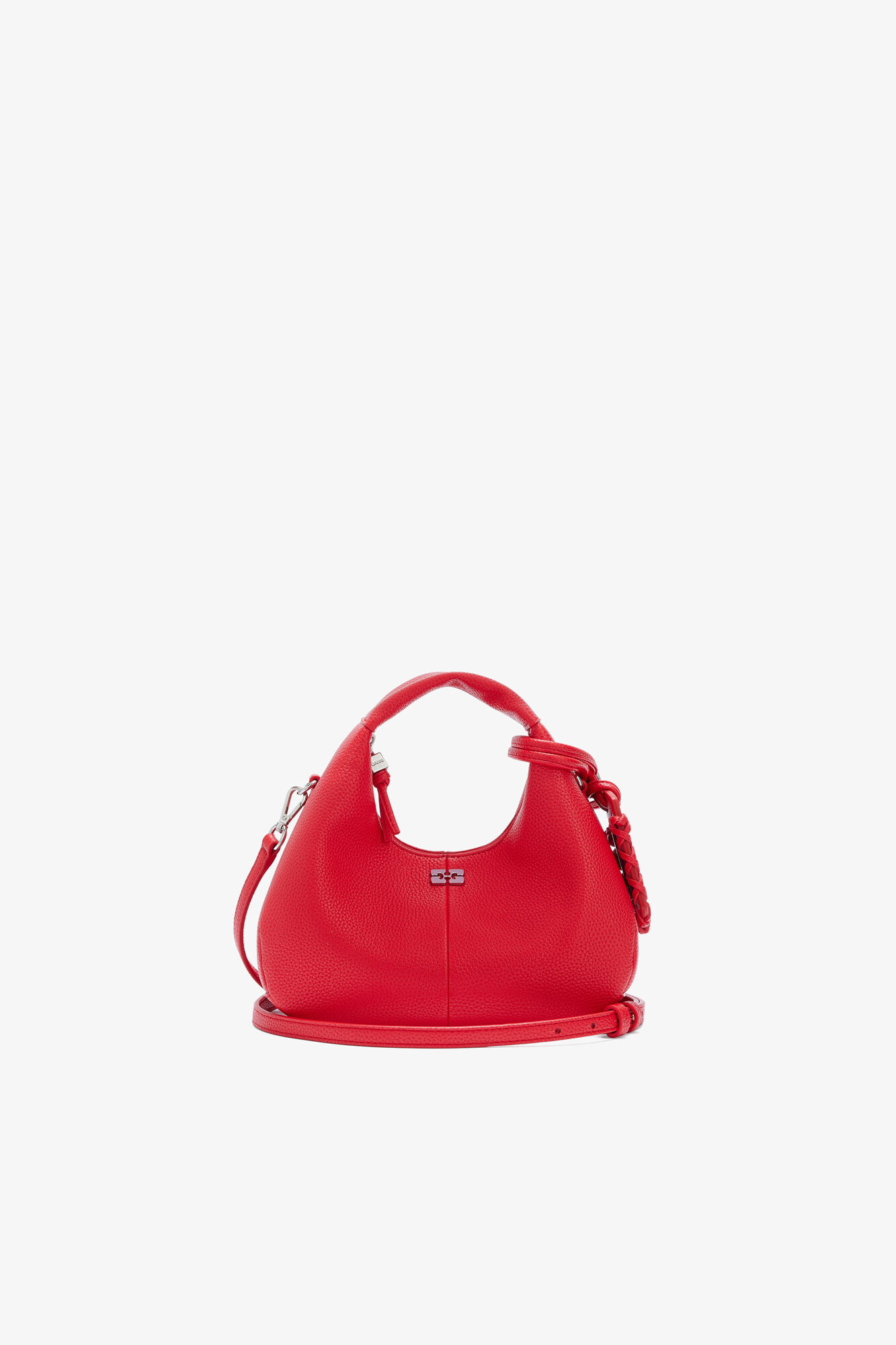 Mini Hobo Bag in Red, Recycled Polyester, in colour Goji Berry - 1 - GANNI