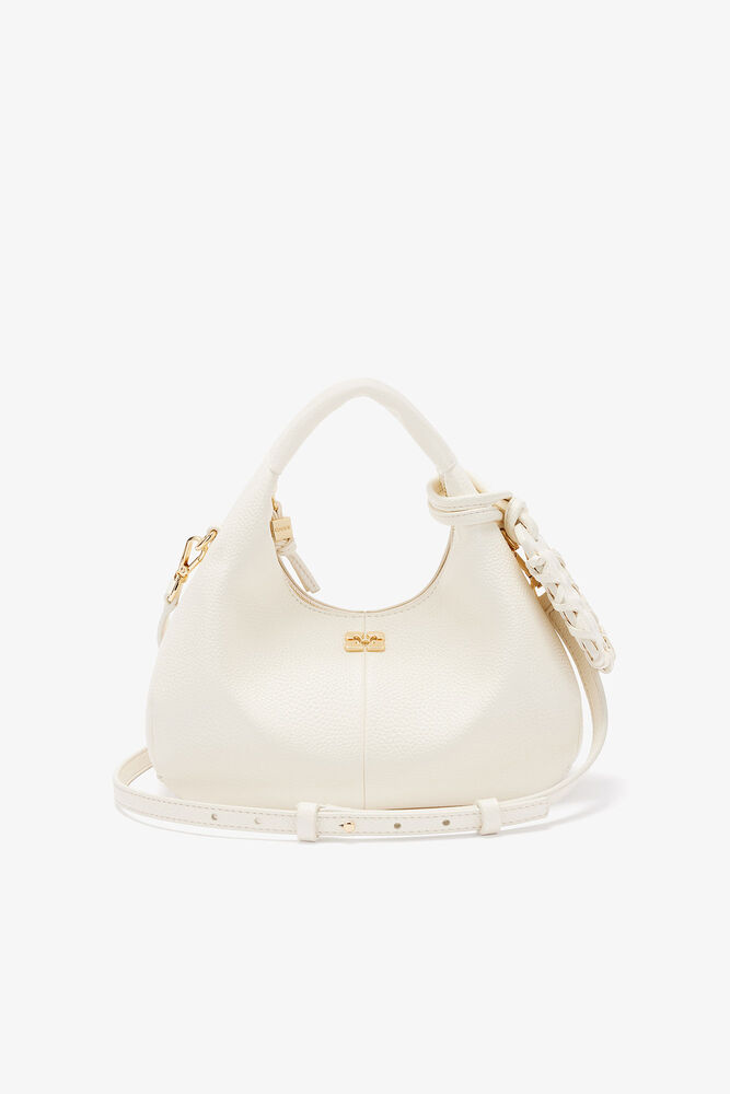 Mini Hobo Bag in White, Egret