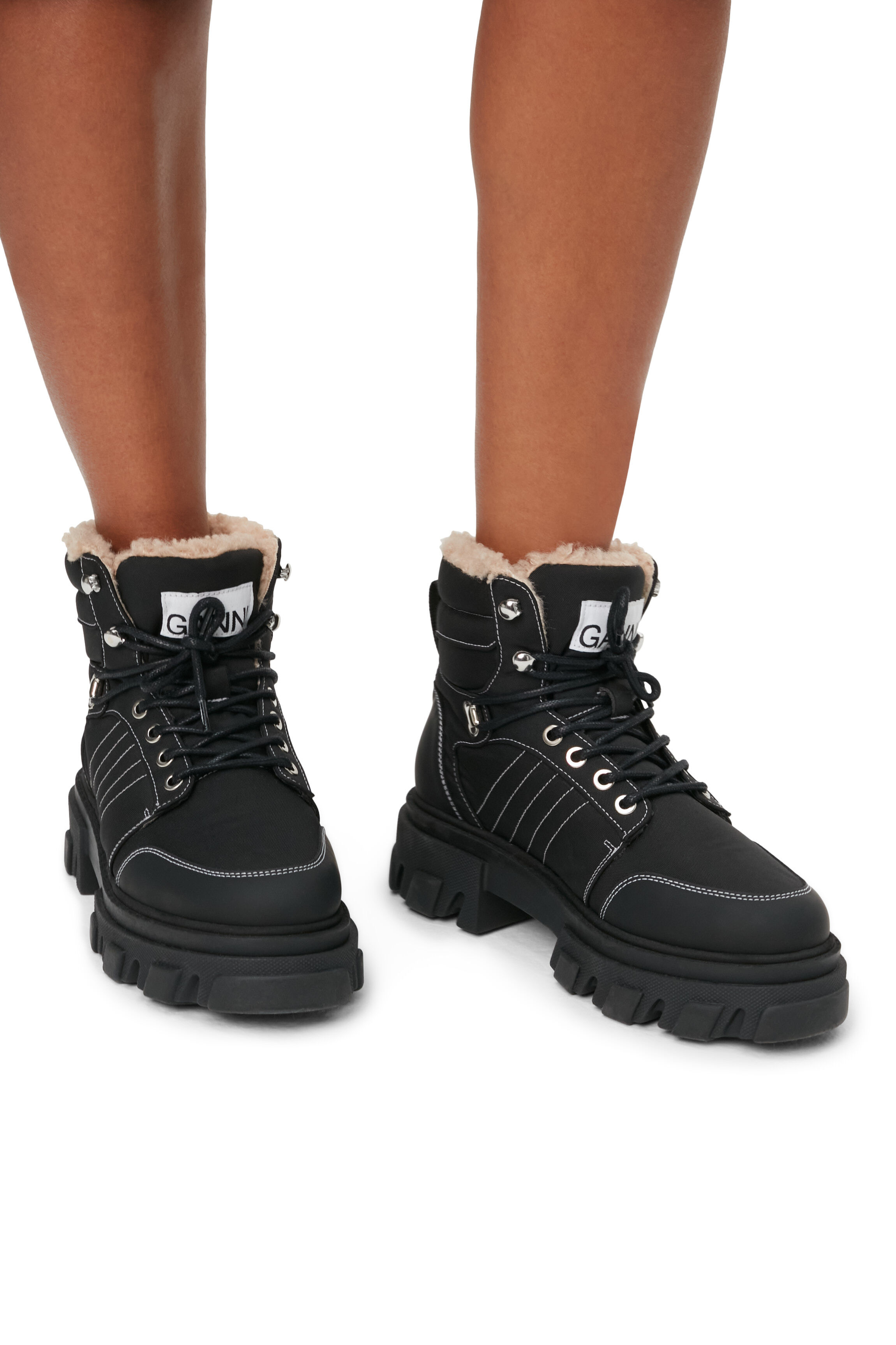 Ganni black hiking boots clearance