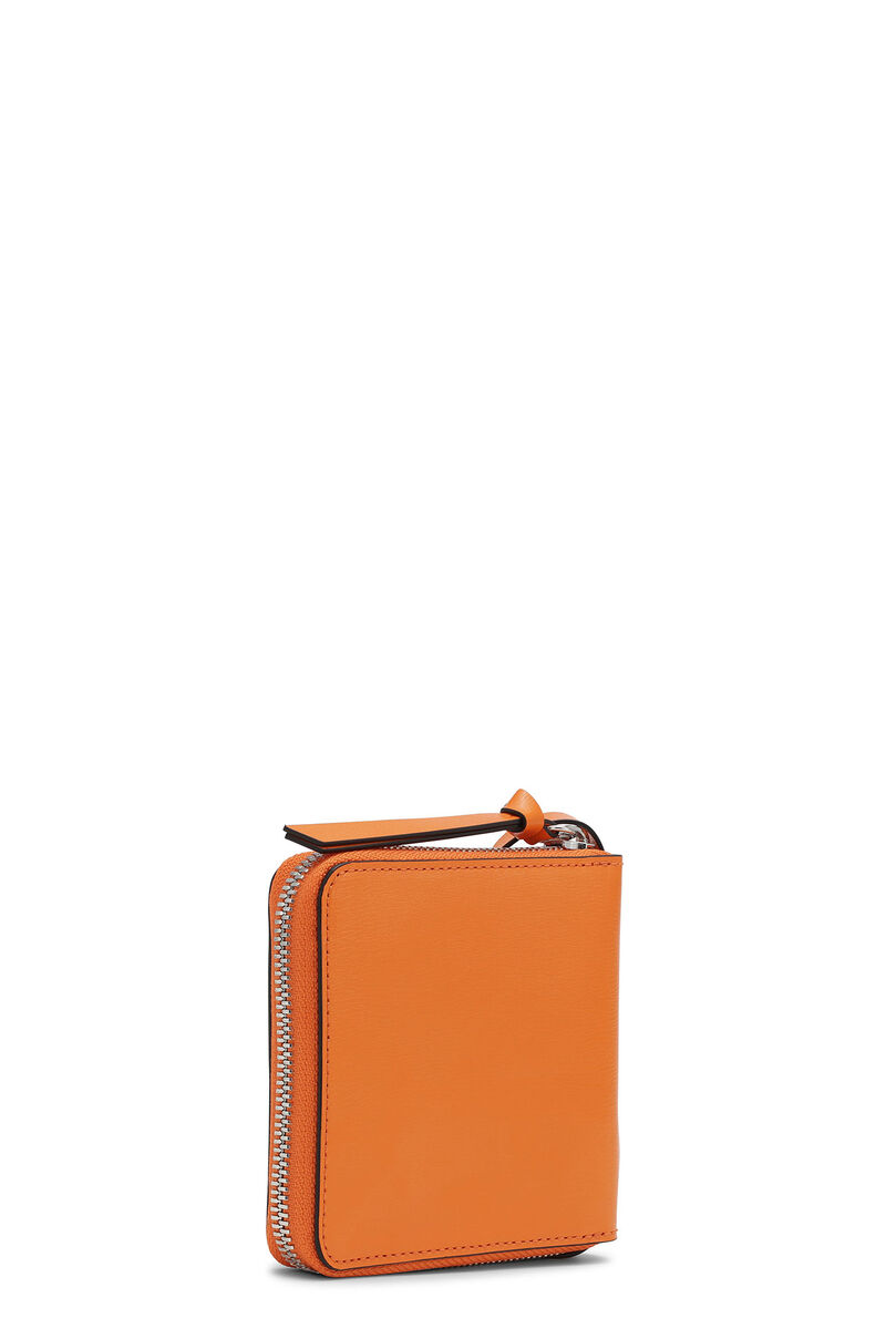 Banner Necklace Wallet, Leather, in colour Vibrant Orange - 2 - GANNI
