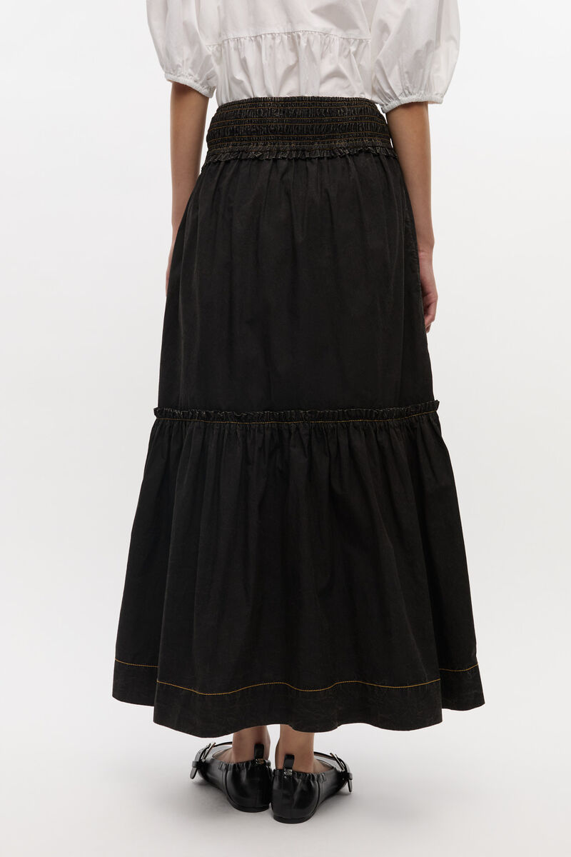 Black Washed Smock Skirt, Cotton, in colour Black - 4 - GANNI