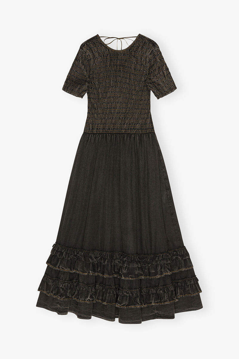 Black Washed Smock Dress, Organic Cotton, in colour Black - 1 - GANNI