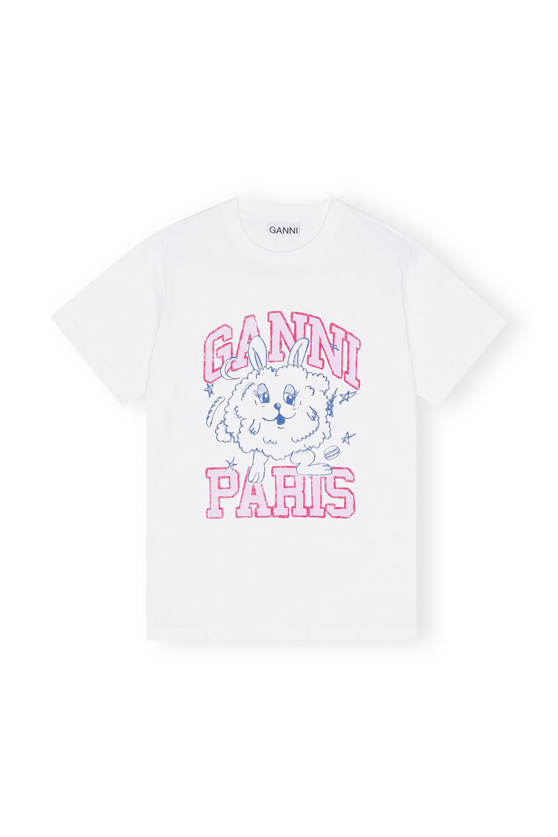 Relaxed Rabbit T-shirt, Cotton, in colour Bright White - 1 - GANNI