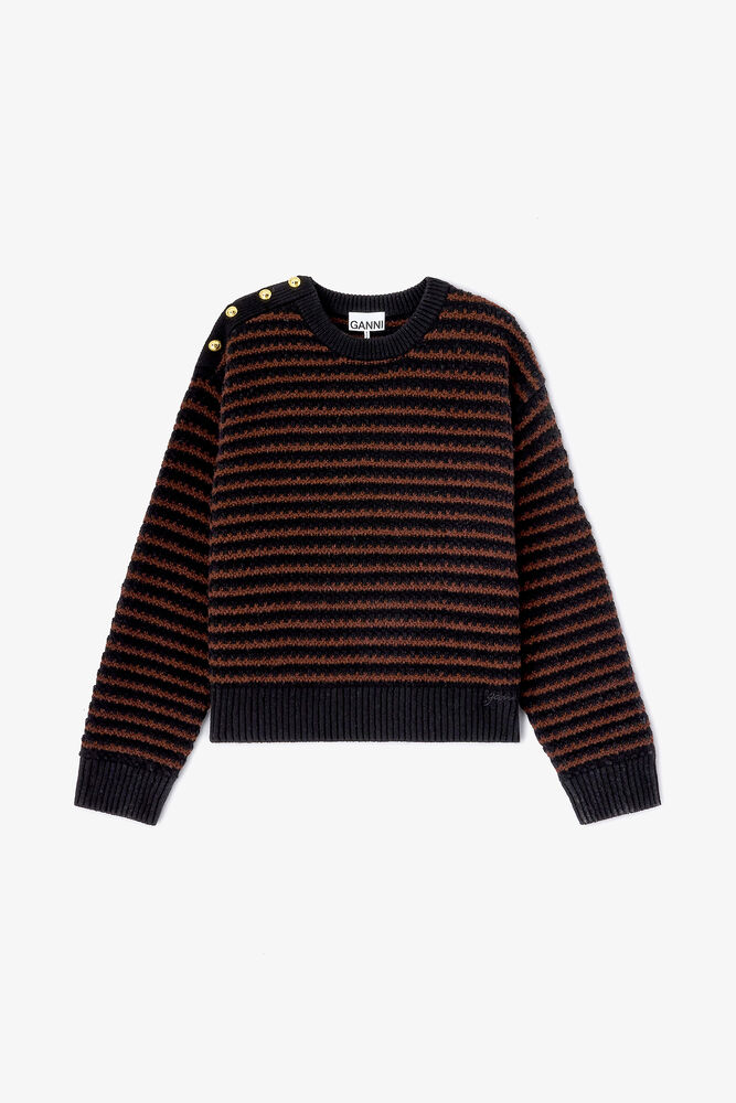 Stripe Wool Mix Jumper, Chocolate Plum