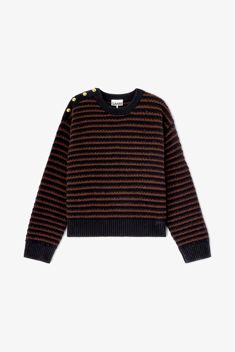 Stripete genser i ullblanding, Wool, in colour Chocolate Plum - 1 - GANNI