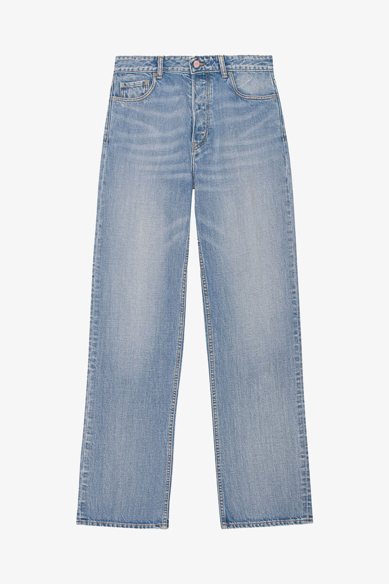 Izey jeans i lysebl&aring;t denim, Organic Cotton, in colour Light Blue Vintage - 1 - GANNI