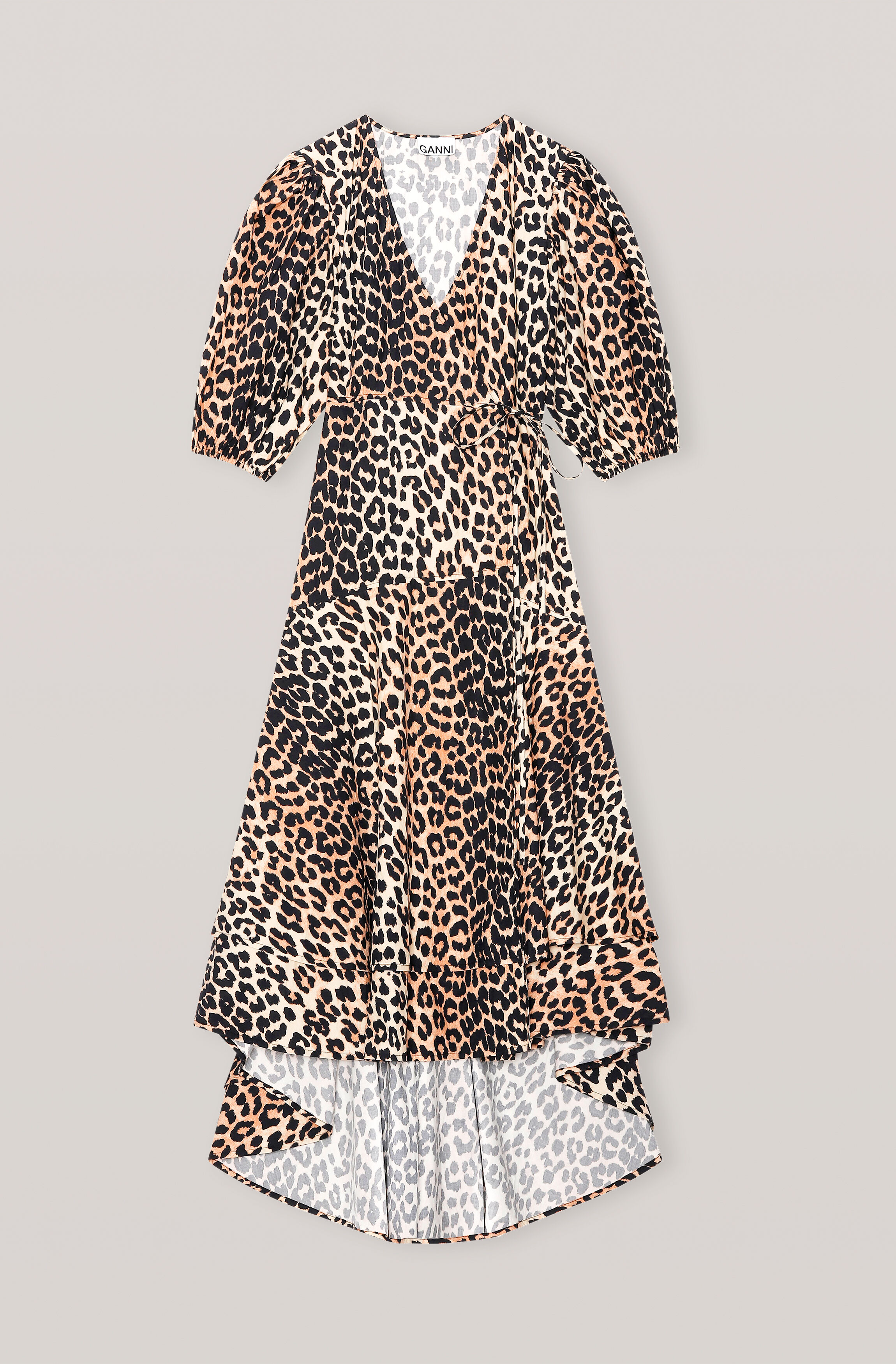Printed Cotton Poplin Wrap Dress | GANNI HR