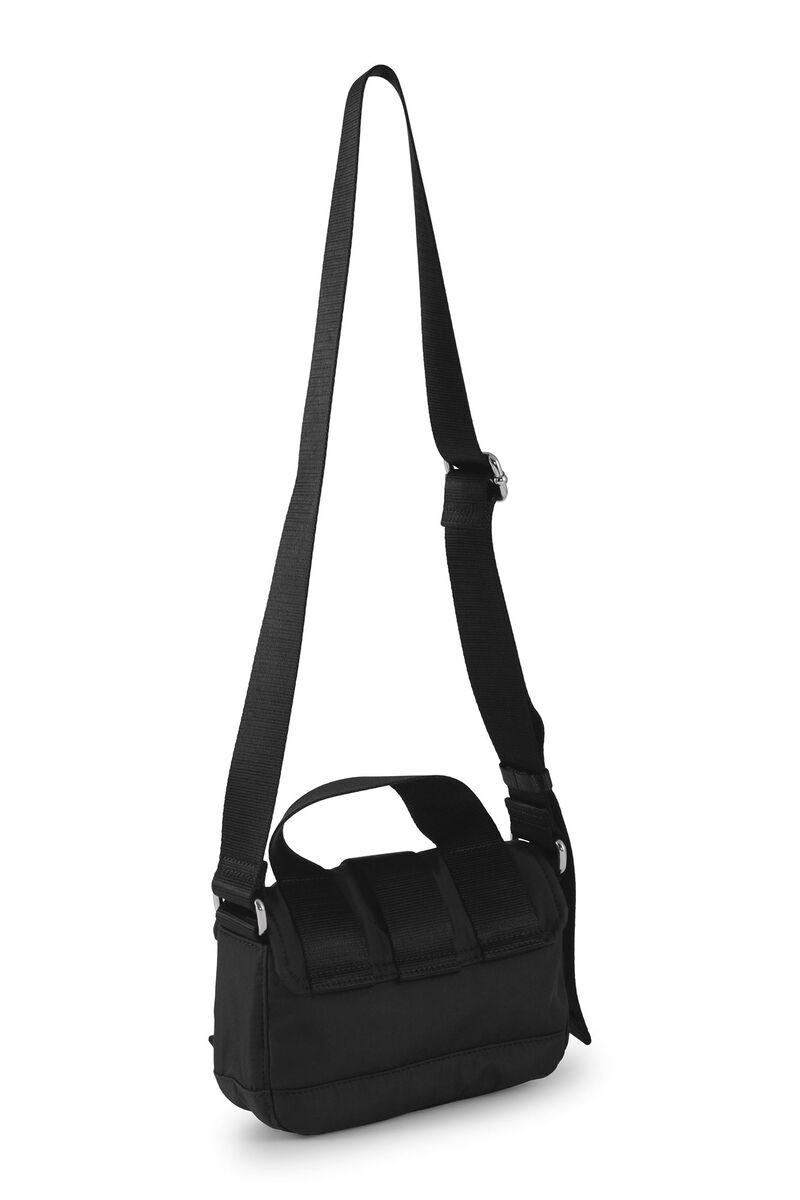 Black Tech Mini Satchel Bag , Recycled Polyester, in colour Black - 2 - GANNI