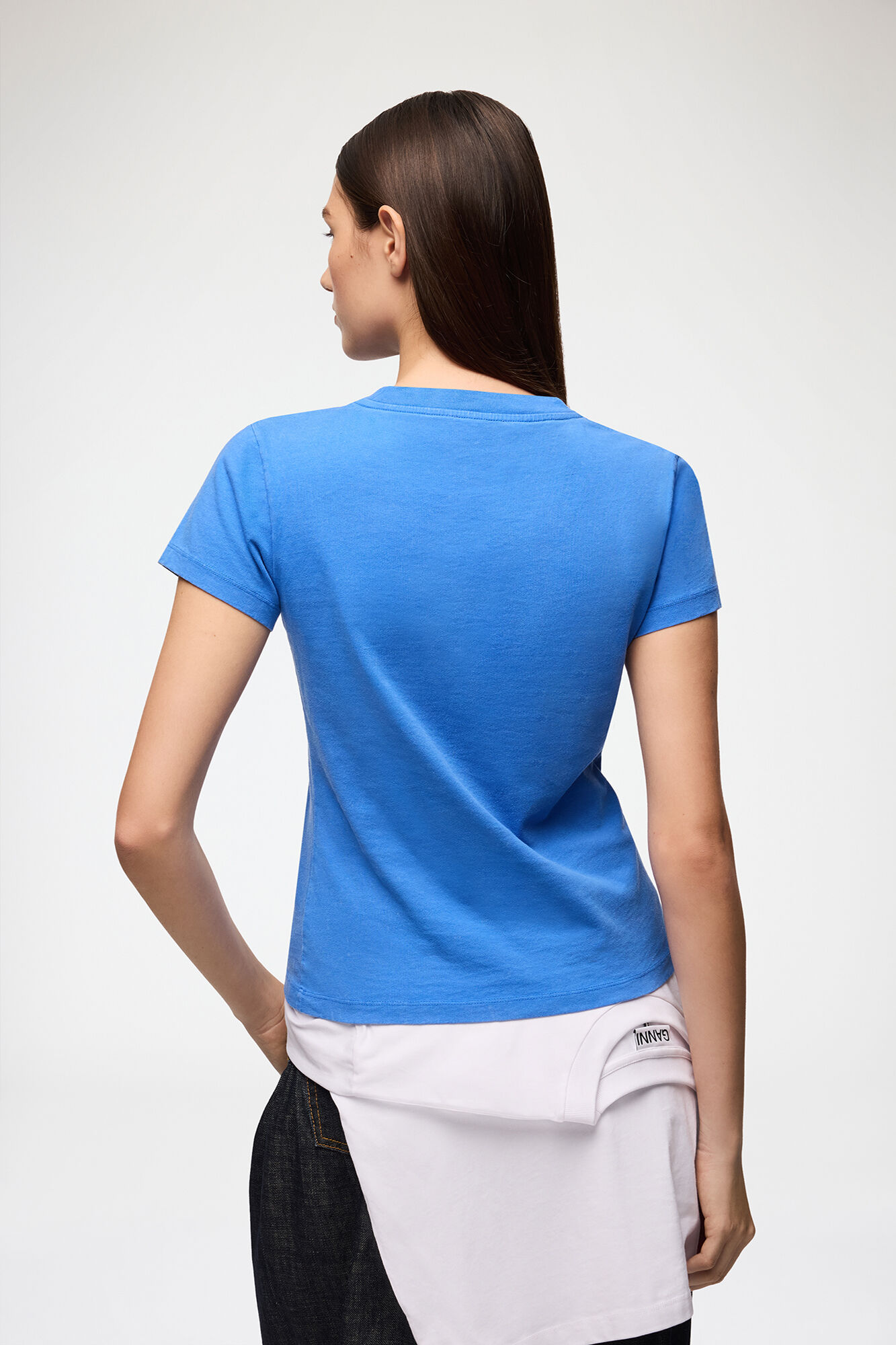 Baby Fit T-shirt with Mushroom Teddy, Recycled Cotton, in colour Strong Blue - 3 - GANNI