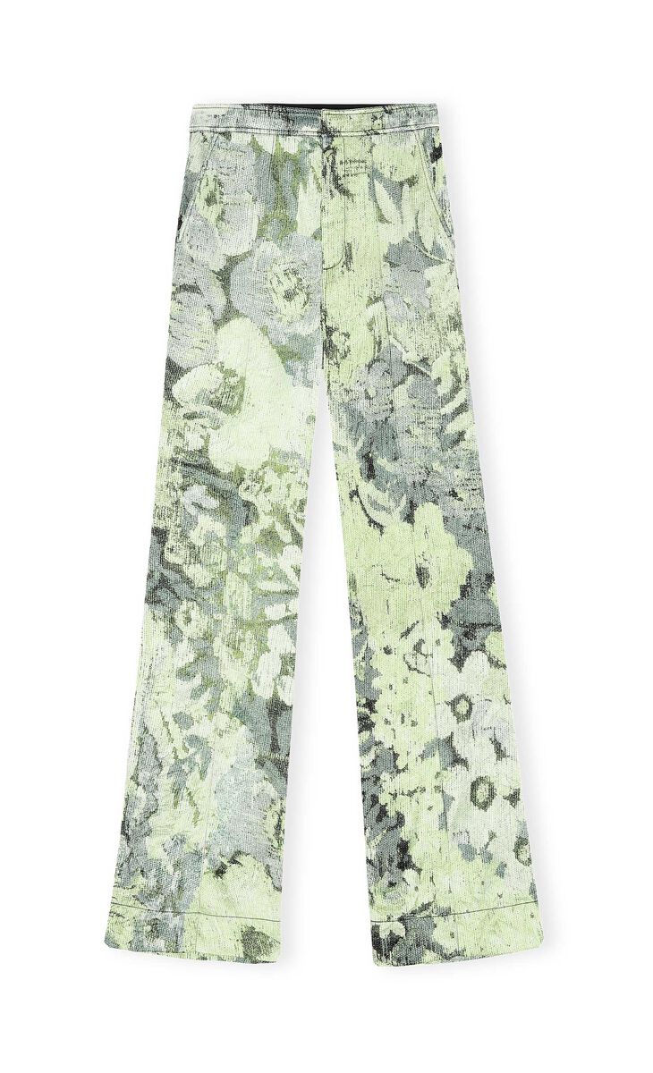 Oversized Crinkled Satin Trousers, Polyester, in colour Margarita - 1 - GANNI