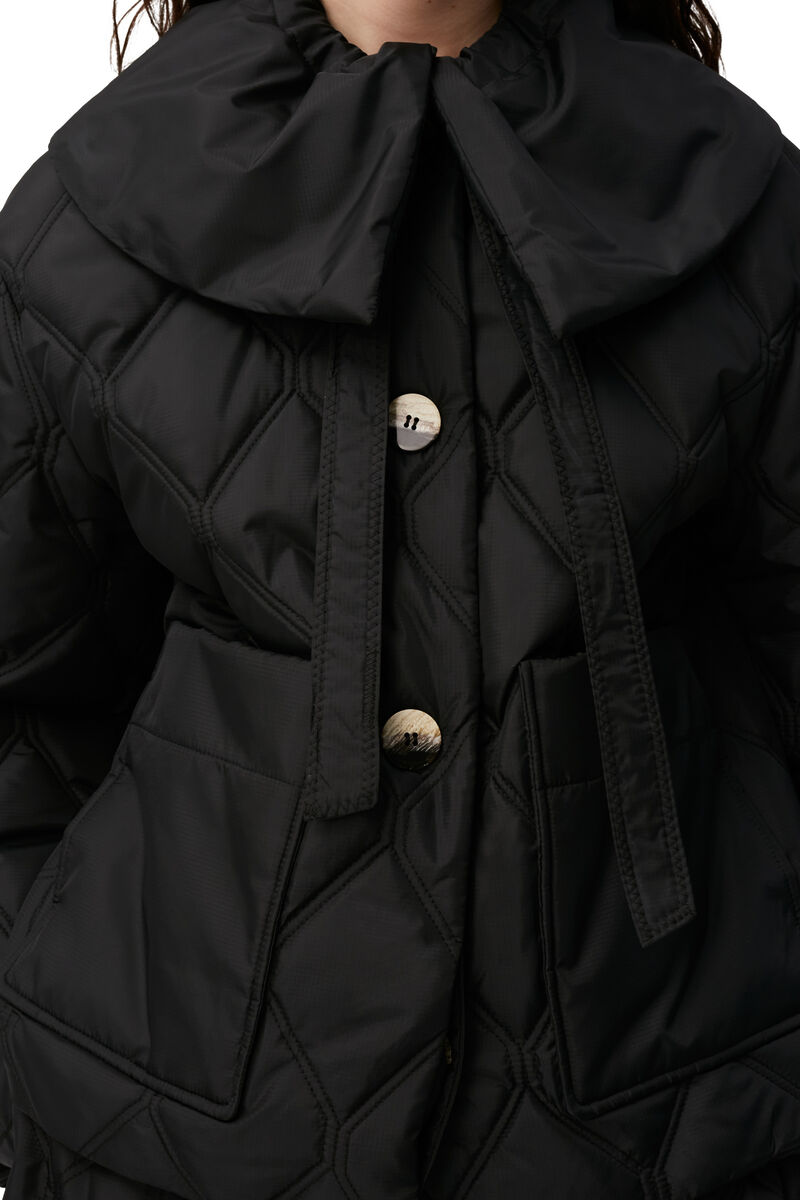 Ripstop-Steppjacke, Recycled Polyester, in colour Black - 8 - GANNI