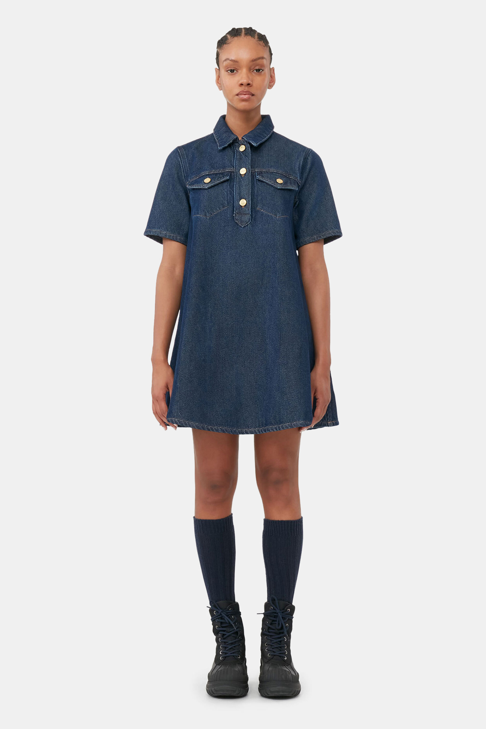 Rinse Dark Blue Denim Mini Kleid | GANNI DE 