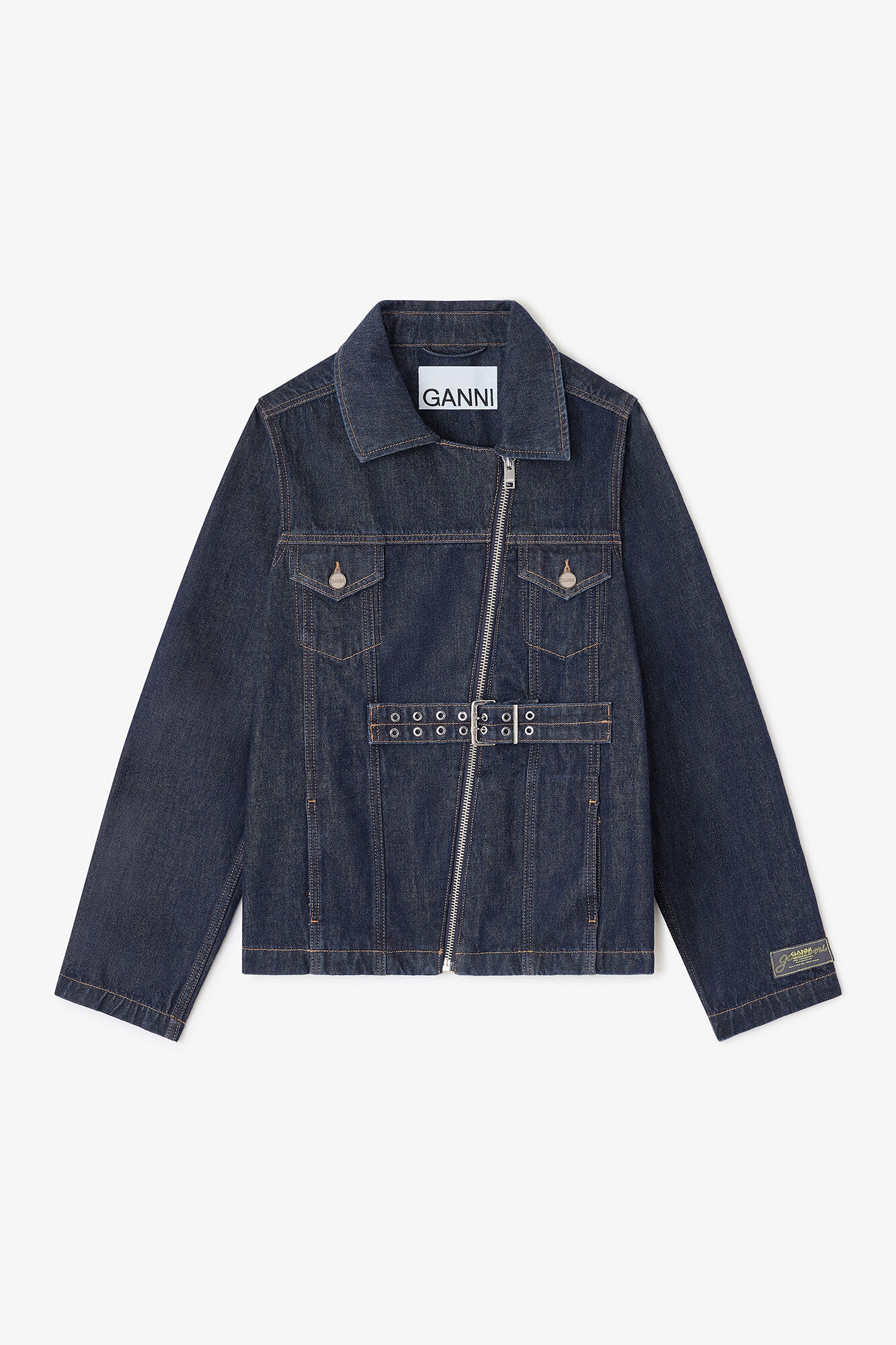 Blue Rinse Denim Jacket, Organic Cotton, in colour Rinse - 1 - GANNI
