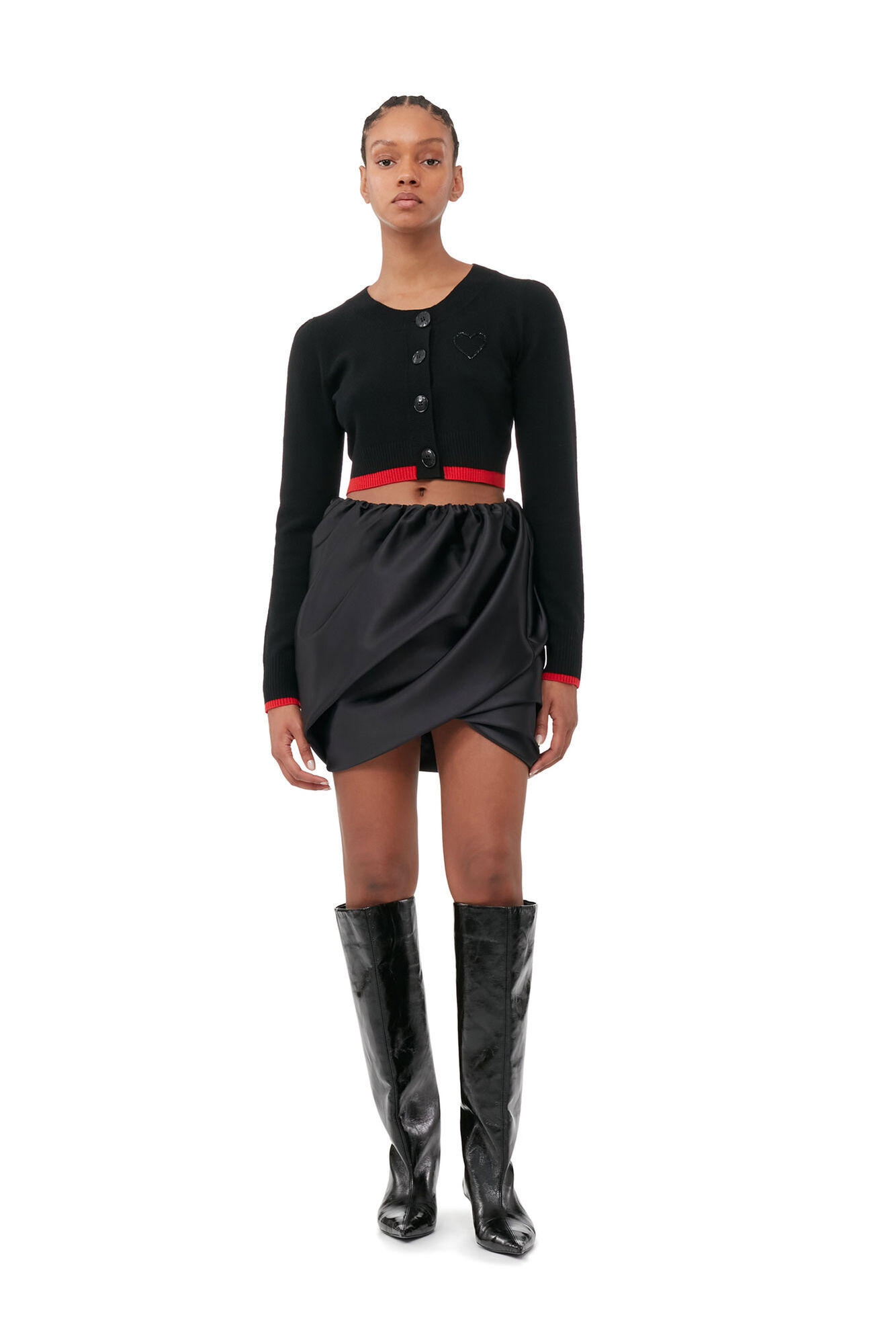 Black Black Double Satin Mini Skirt | GANNI AU