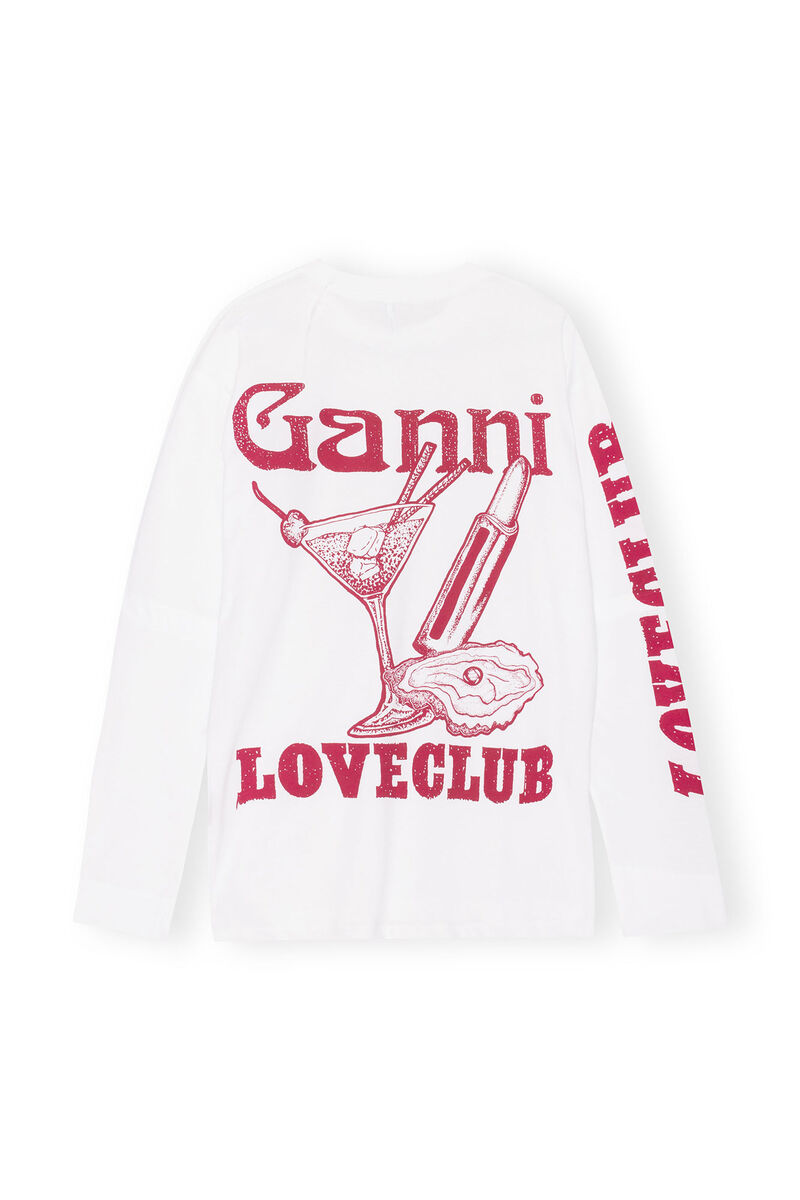 Layered Long Sleeve T-shirt, Cotton, in colour Bright White - 2 - GANNI