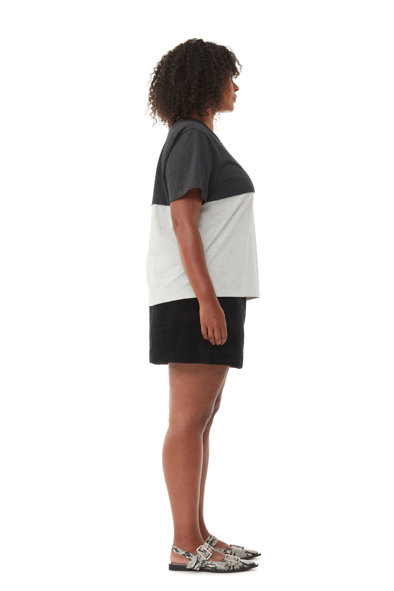 Re-cut Jersey T-shirt, Cotton, in colour Phantom - 3 - GANNI