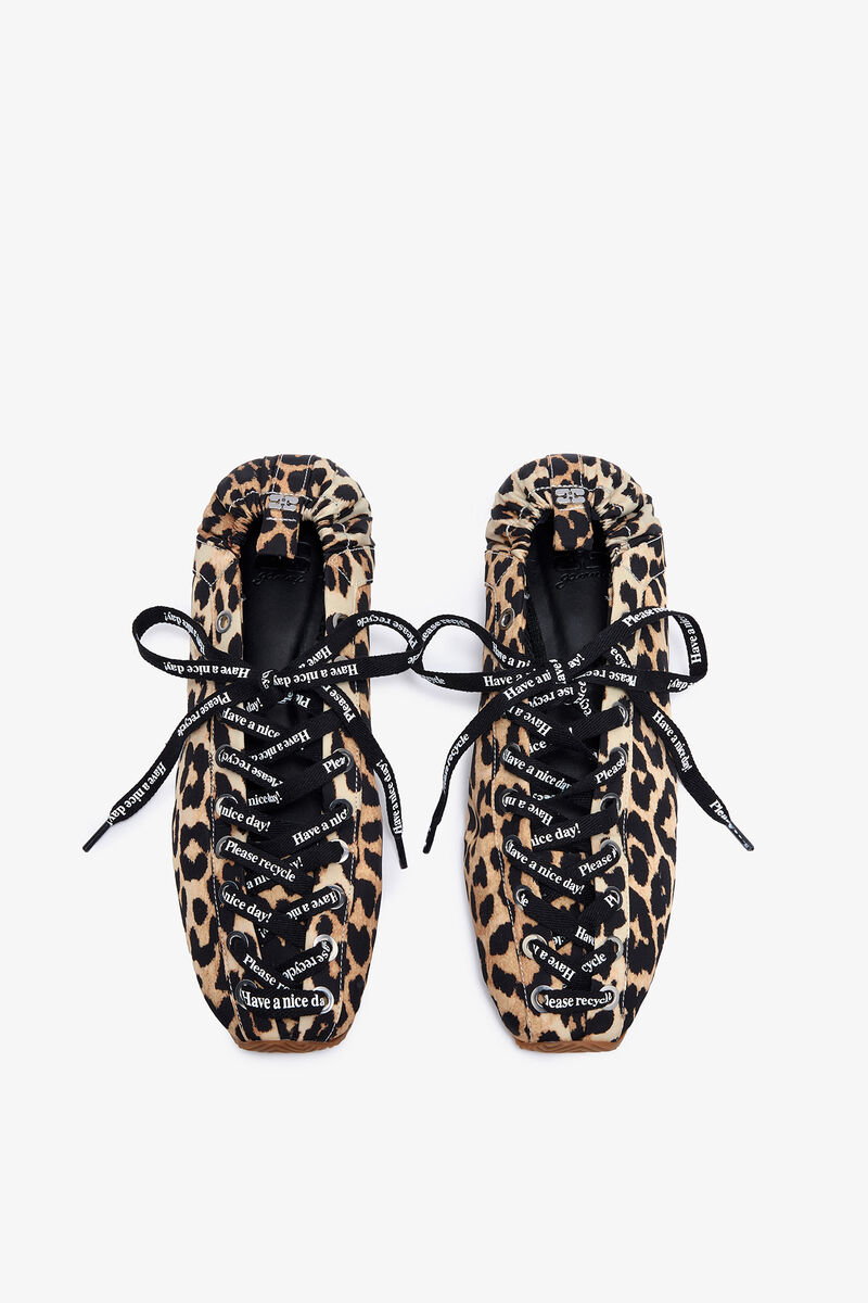 Sporty Ballerina in Leopard, Recycled Polyamide, in colour Leopard - 3 - GANNI