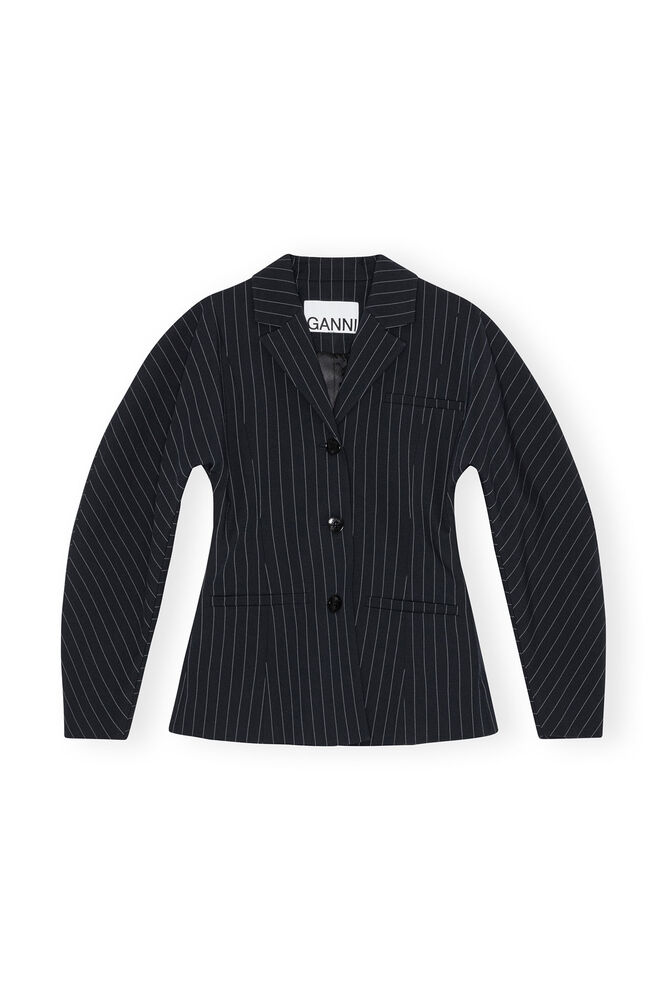 Striped Stretch Blazer, Sky Captain