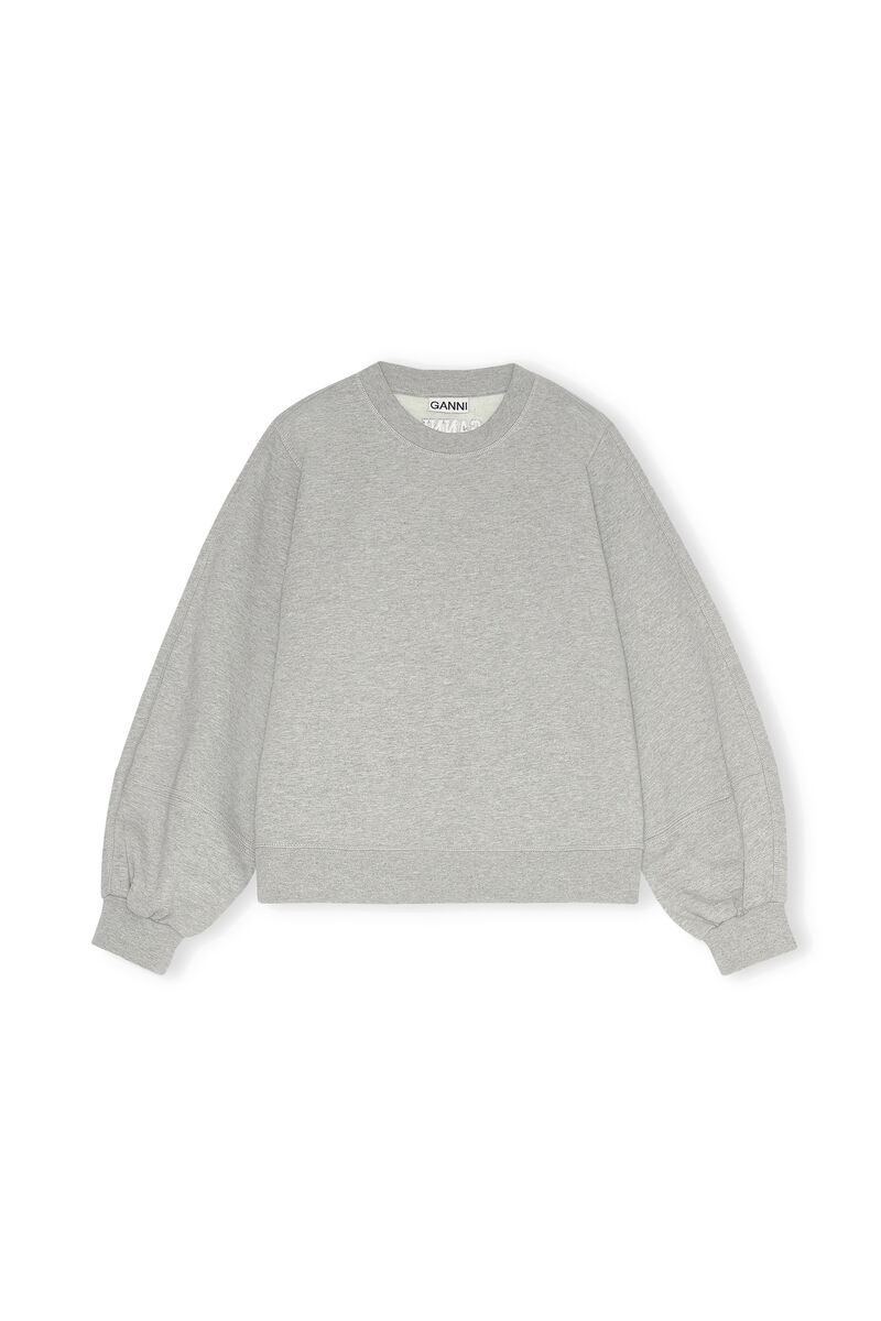 Software Isoli Puff Sleeve Sweatshirt, Cotton, in colour Paloma Melange - 1 - GANNI