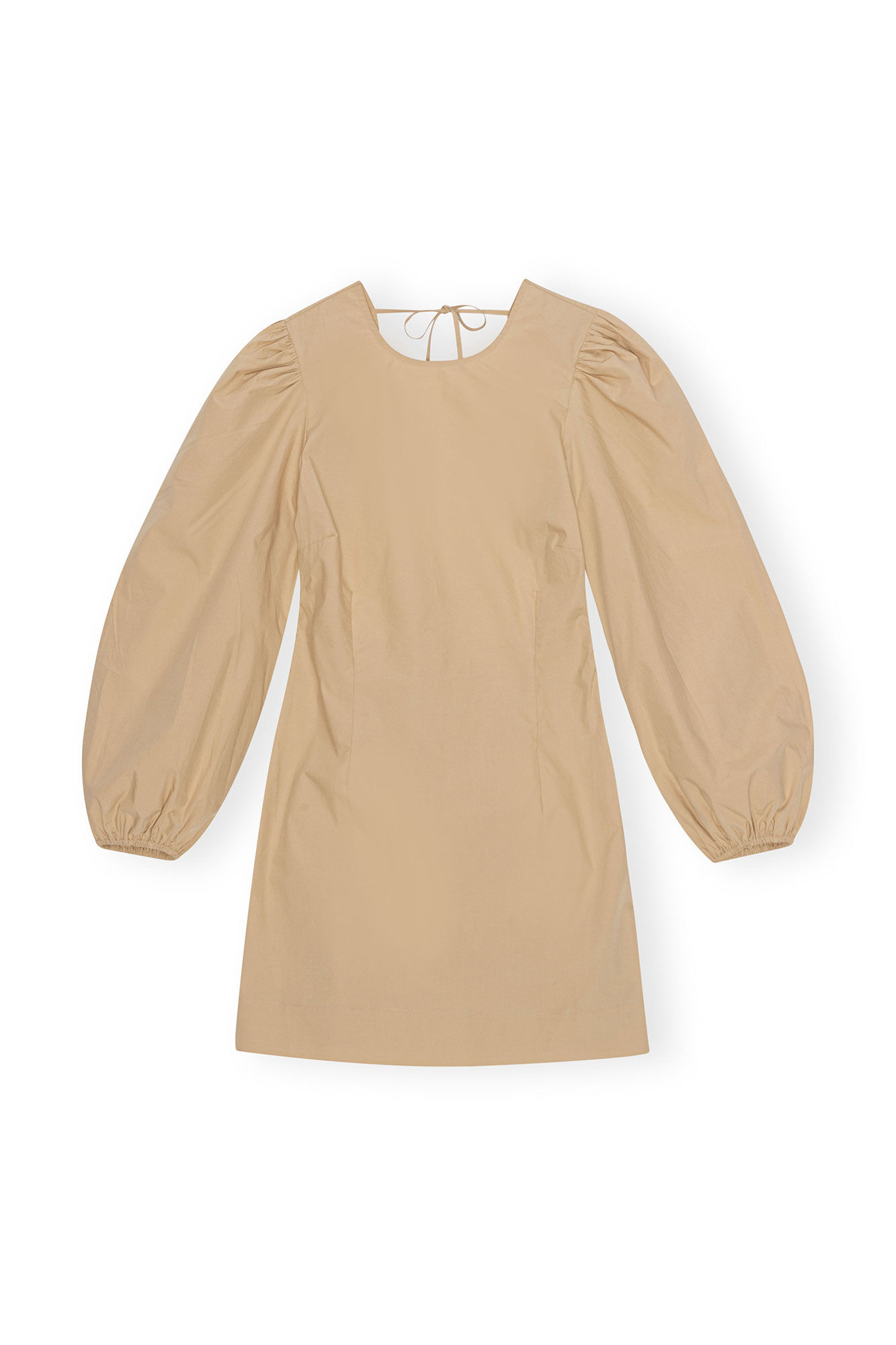 Cotton Poplin Open Back Mini Dress, Cotton, in colour Curds and Whey - 1 - GANNI