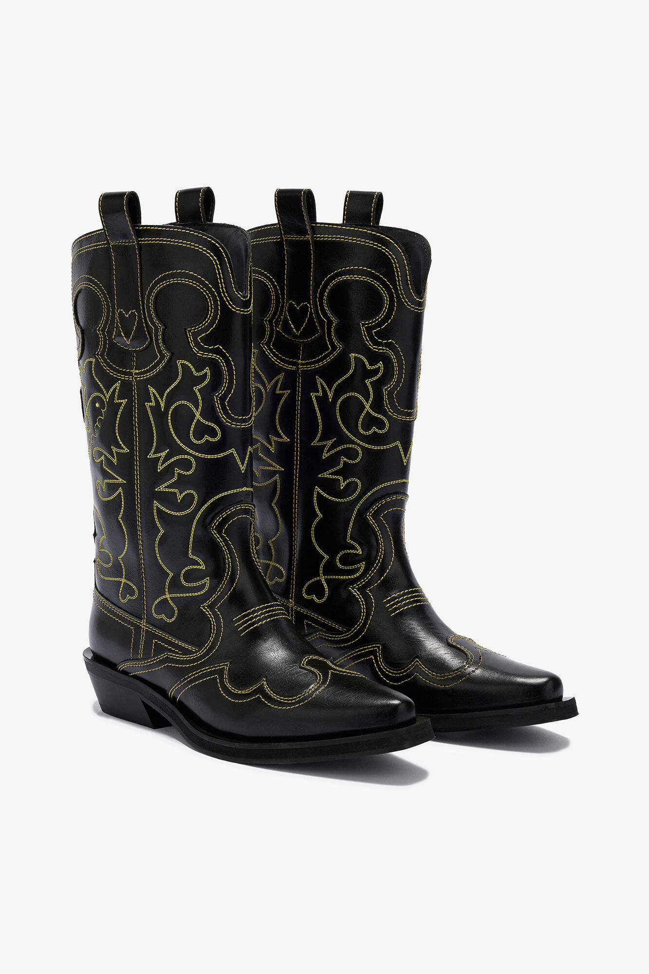 Mid Shaft Embroidered Western Boots | GANNI US