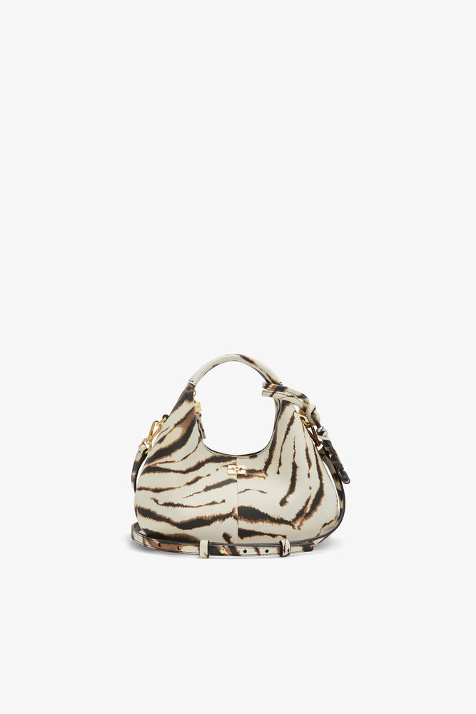 Mini Hobo Bag in Zebra, Egret