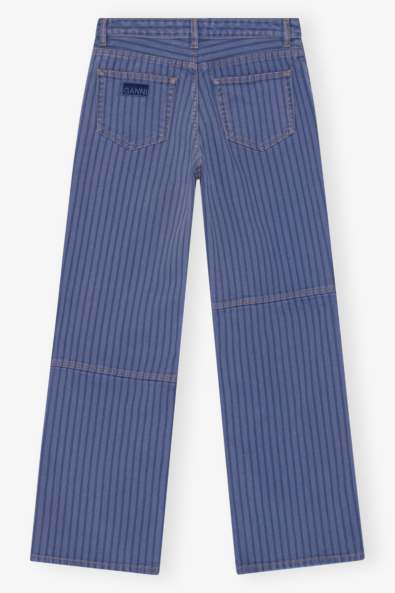 Blue Stripe Izey Jeans, Cotton, in colour Country Blue - 2 - GANNI