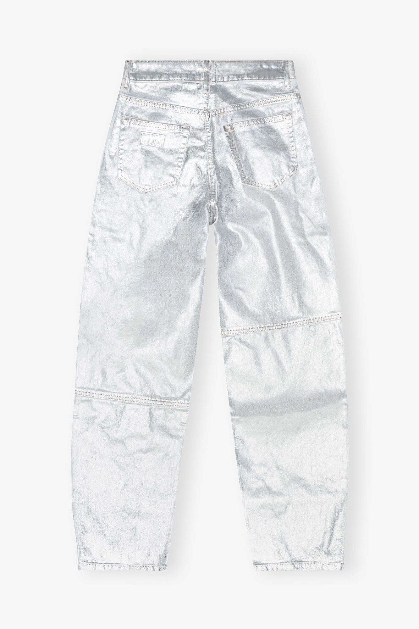 Jeans Stary effet foil argent&eacute;, Organic Cotton, in colour Bright White - 2 - GANNI