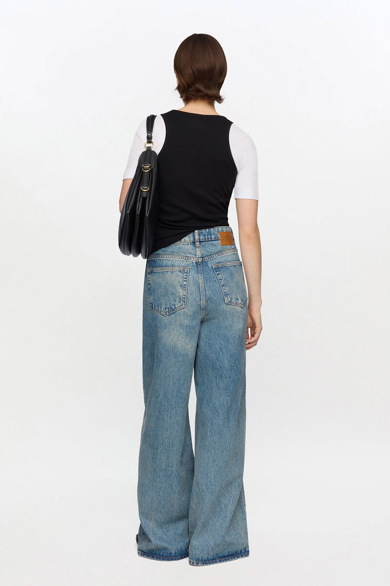 Jean rigide Lari, Organic Cotton, in colour Mid Blue Vintage - 2 - GANNI