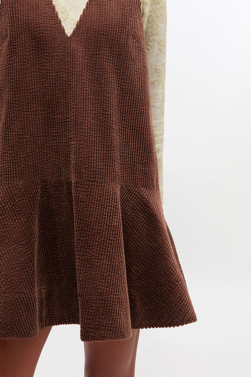 Brown Corduroy Mini Dress, Cotton, in colour Chicory Coffee - 3 - GANNI