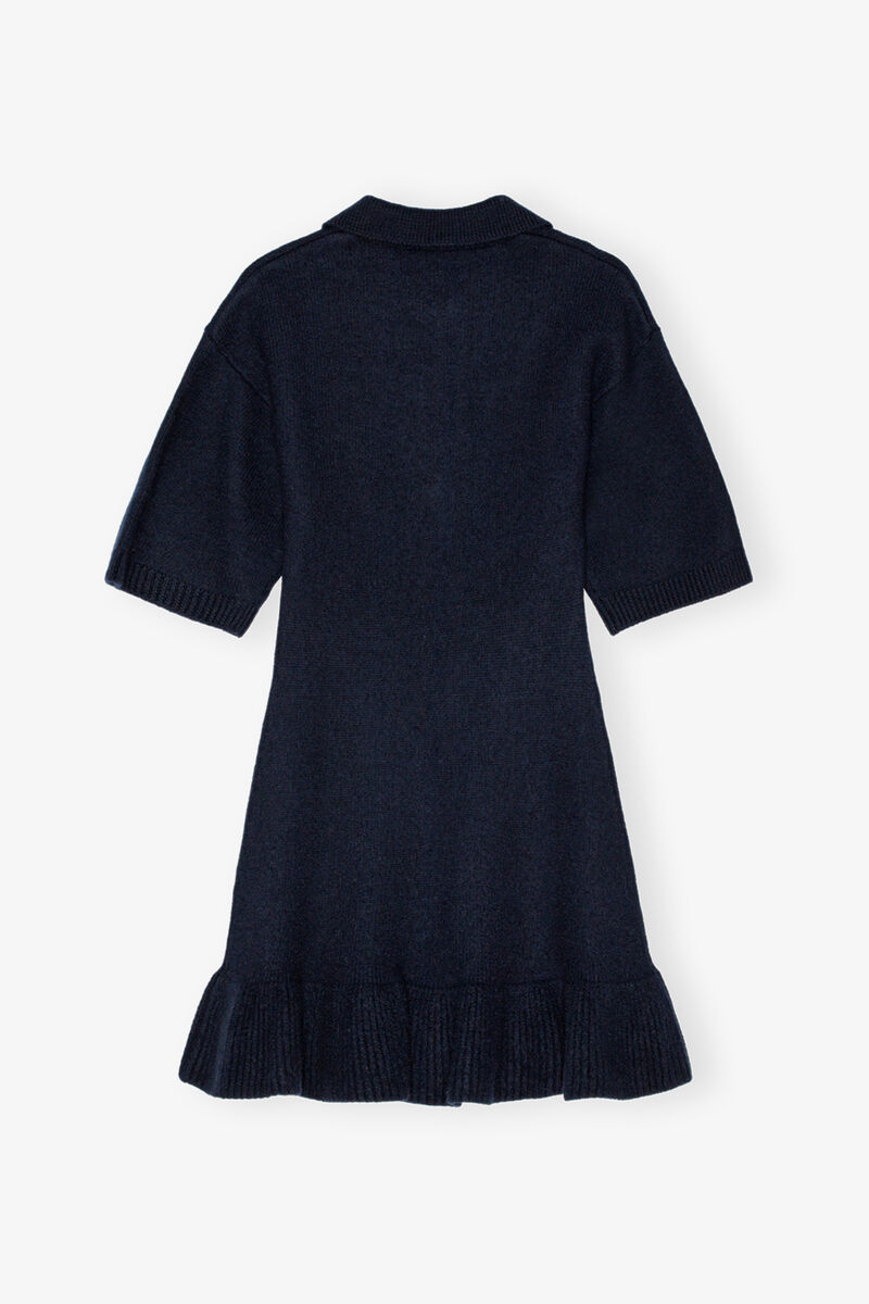 Dark Blue Mini Dress, Wool, in colour Sky Captain - 2 - GANNI