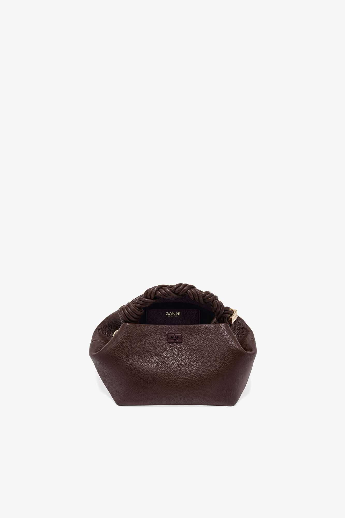 Brown Grained Small Bou Bag, Recycled Polyester, in colour Chicory Coffee - 3 - GANNI