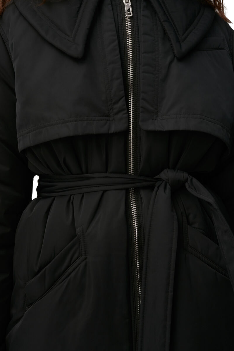 Oversized Shiny Puff Coat, Recycled Polyester, in colour Black - 4 - GANNI